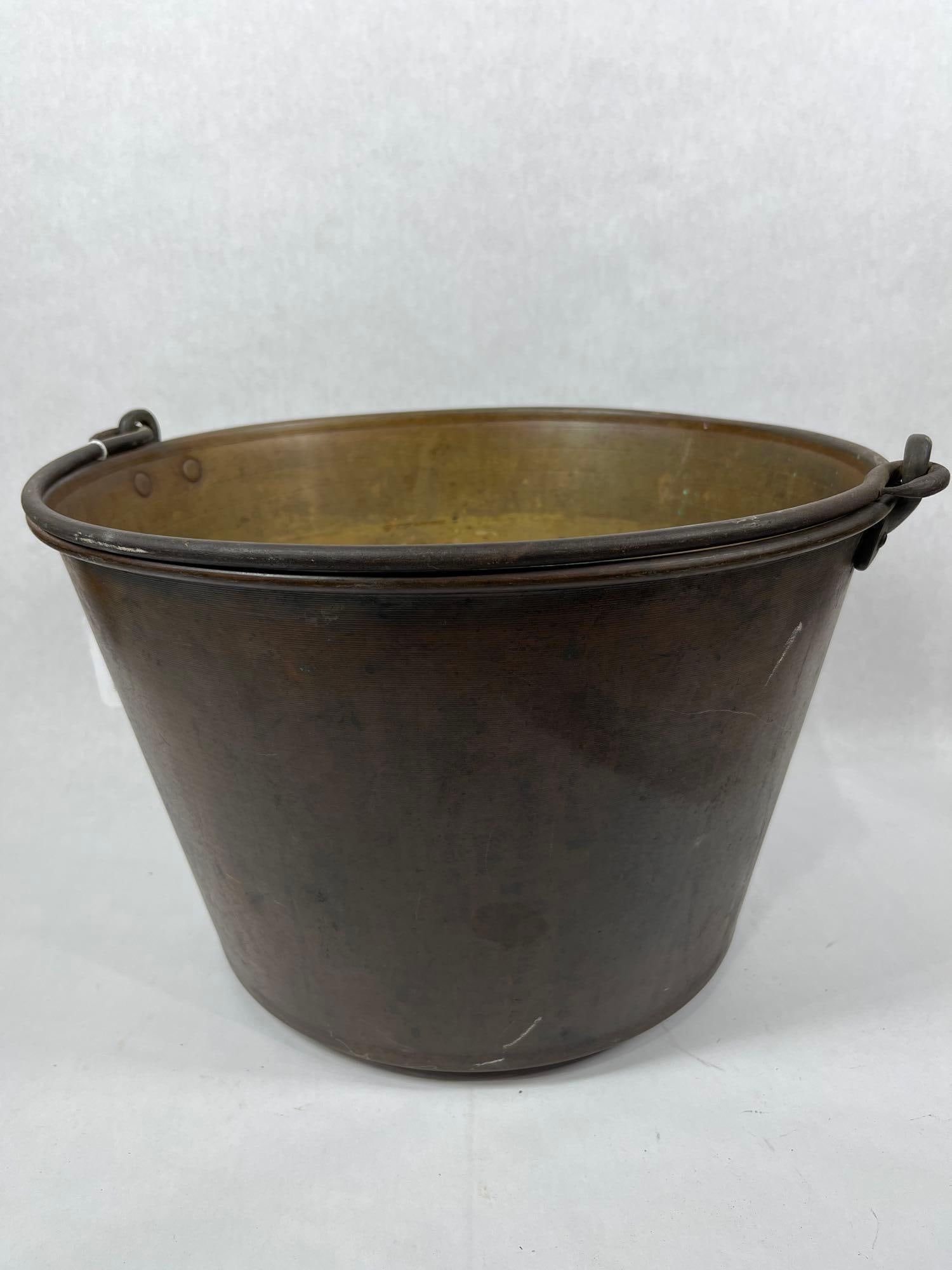 1861 H. W. Haydens Brass Apple Butter Kettle w/ Hand Forged Iron Handle (1 of 5)