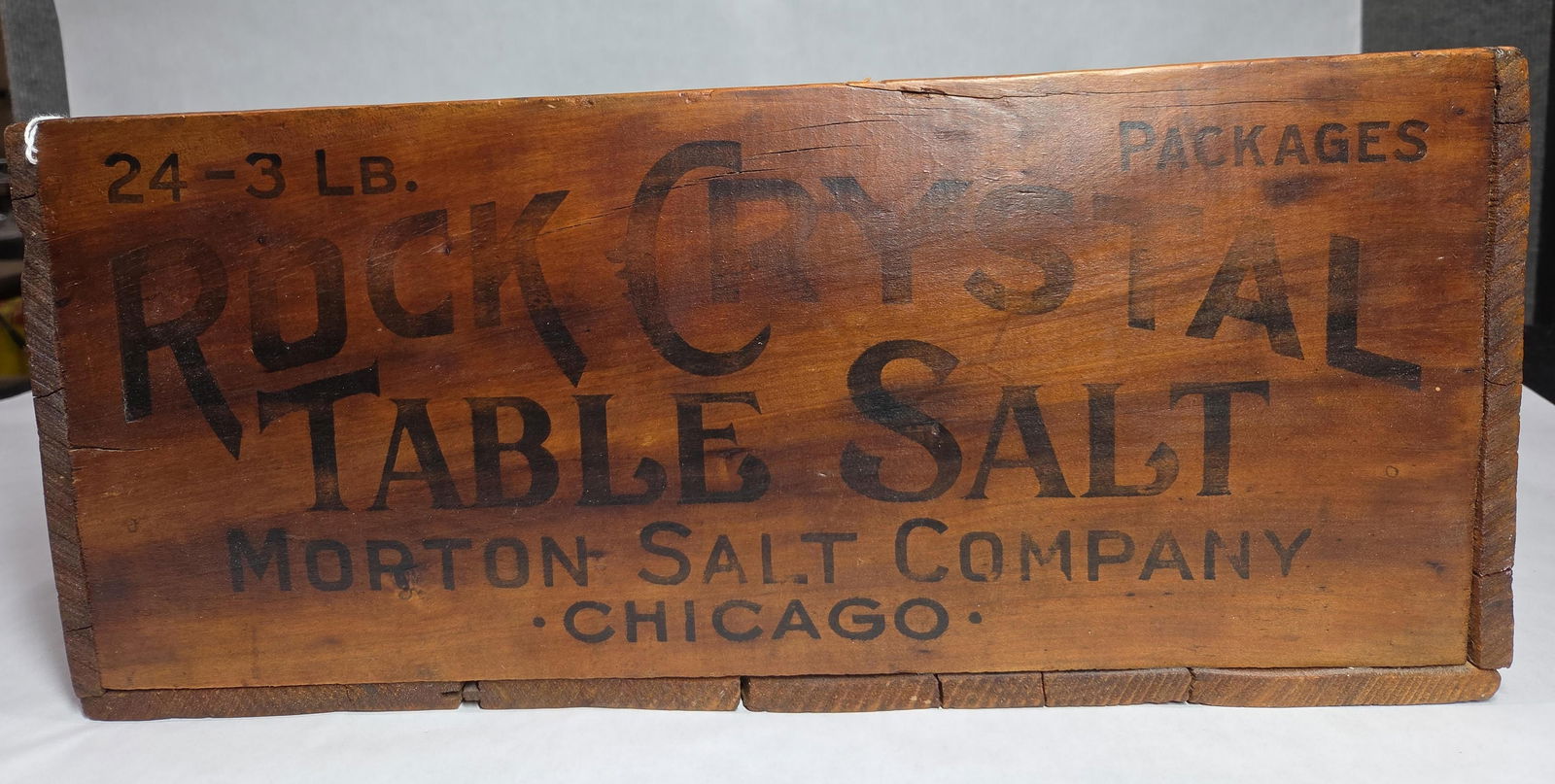 Morton Salt Co. Rock Crystal Table Salt 72 lb. Wood Shipping Crate w/ Great Stenciling (1 of 6)
