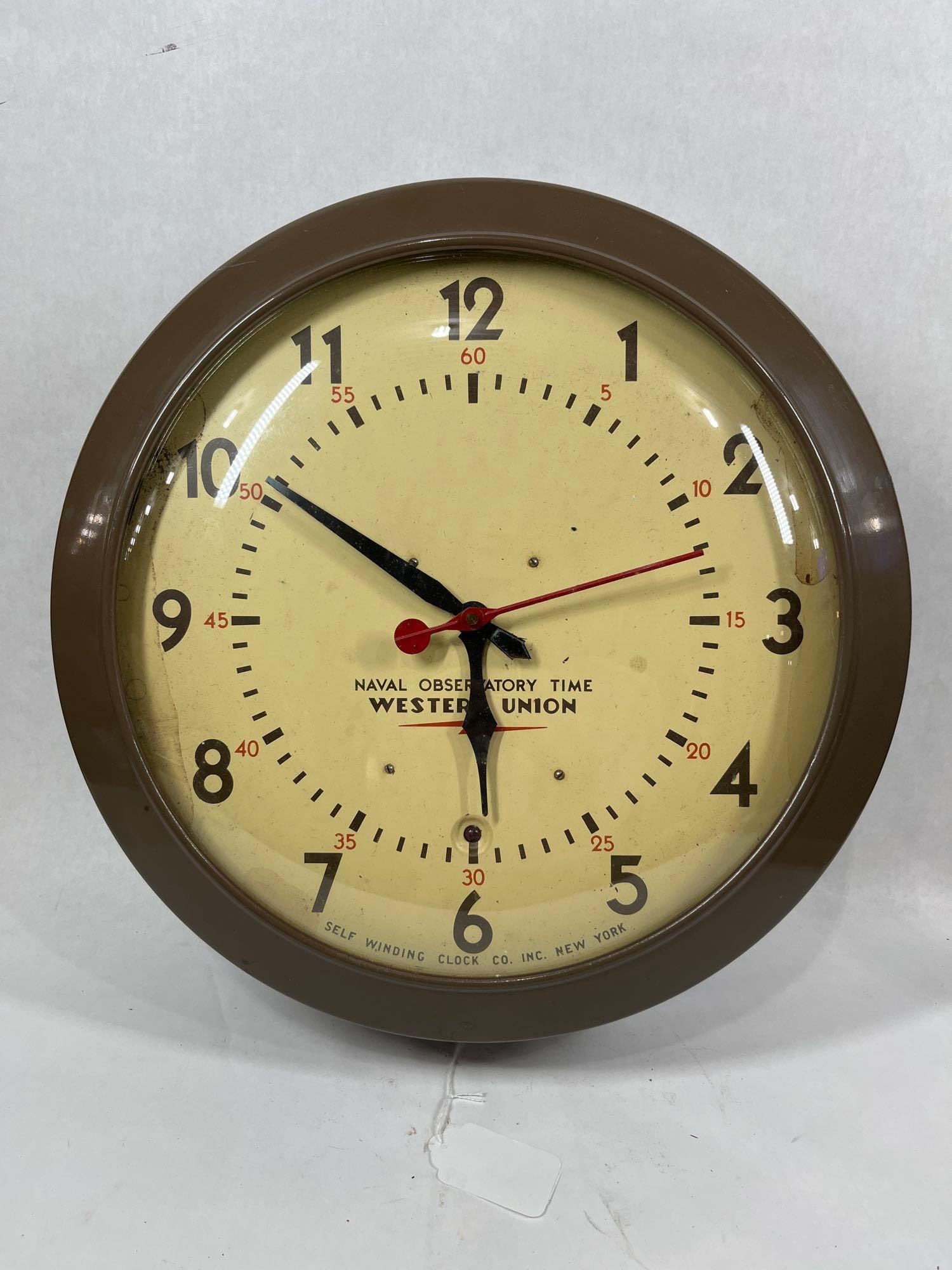 1940's U.S. Naval Observatory Western Union Self Winding Clock Co. Wall Clock (1 of 5)