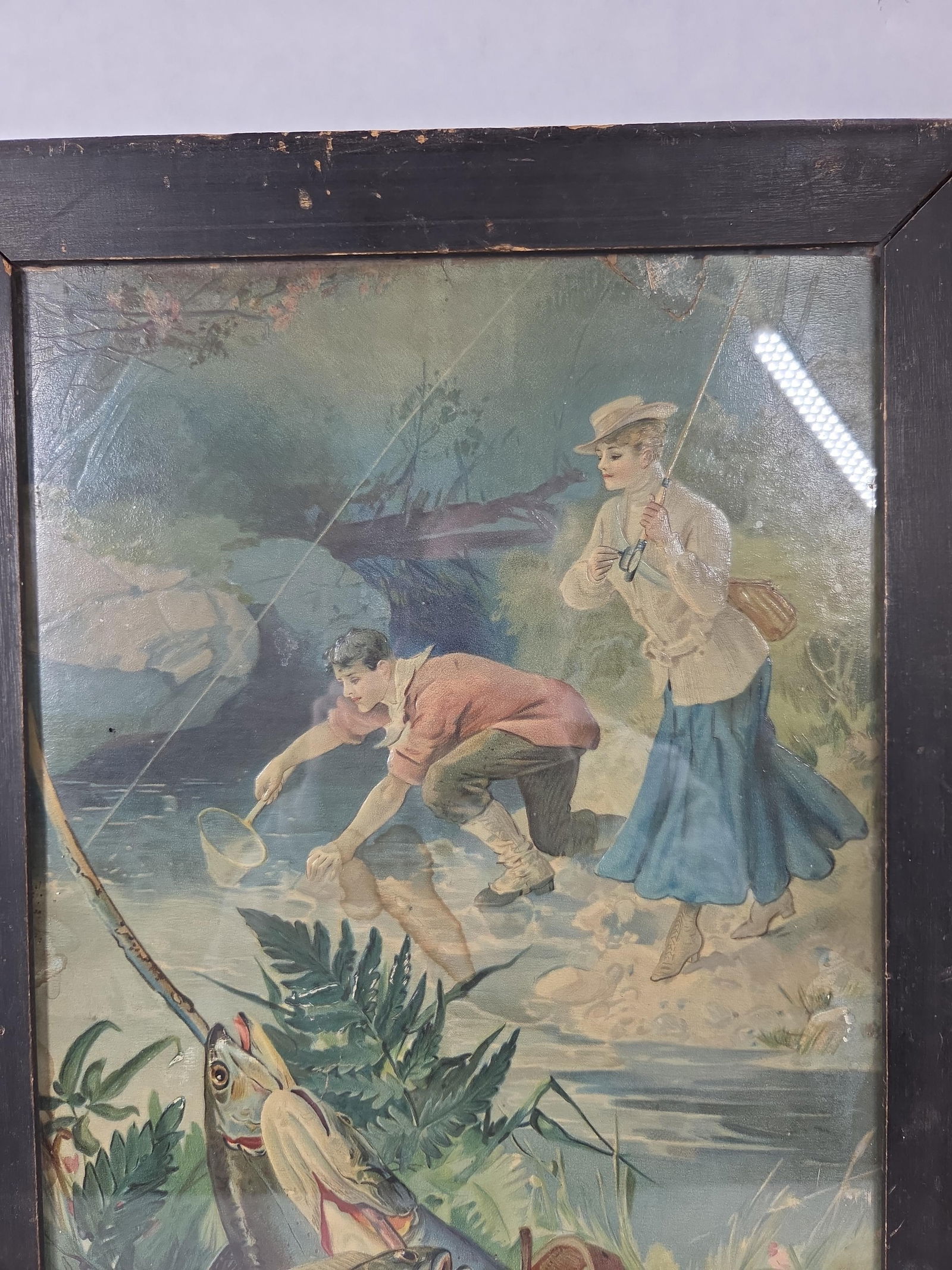 Embossed Fishing Lithograph - 3