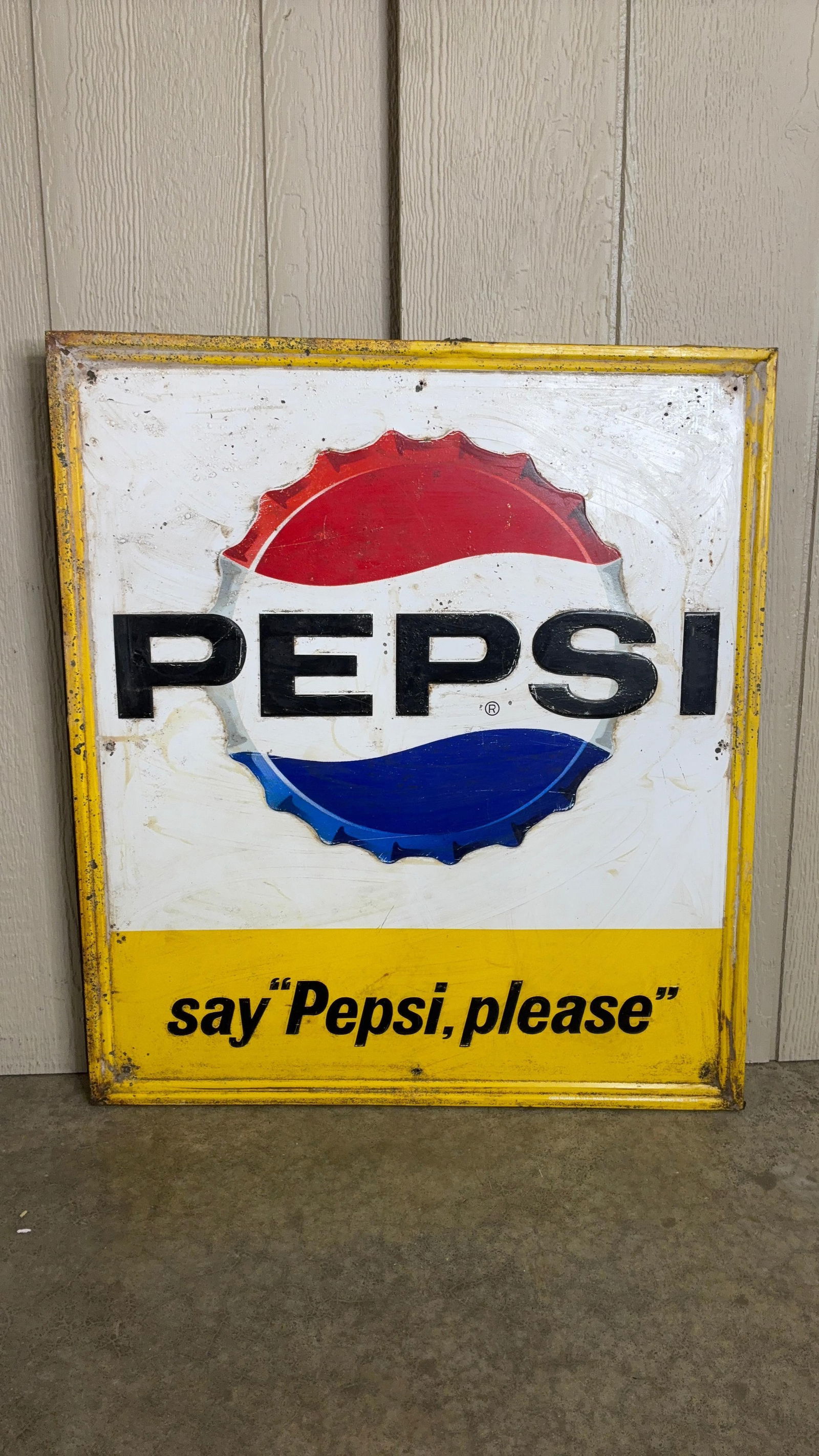 SS 1940's Self Framed Embossed Pepsi Cola Say Pepsi Please Sign (1 of 8)