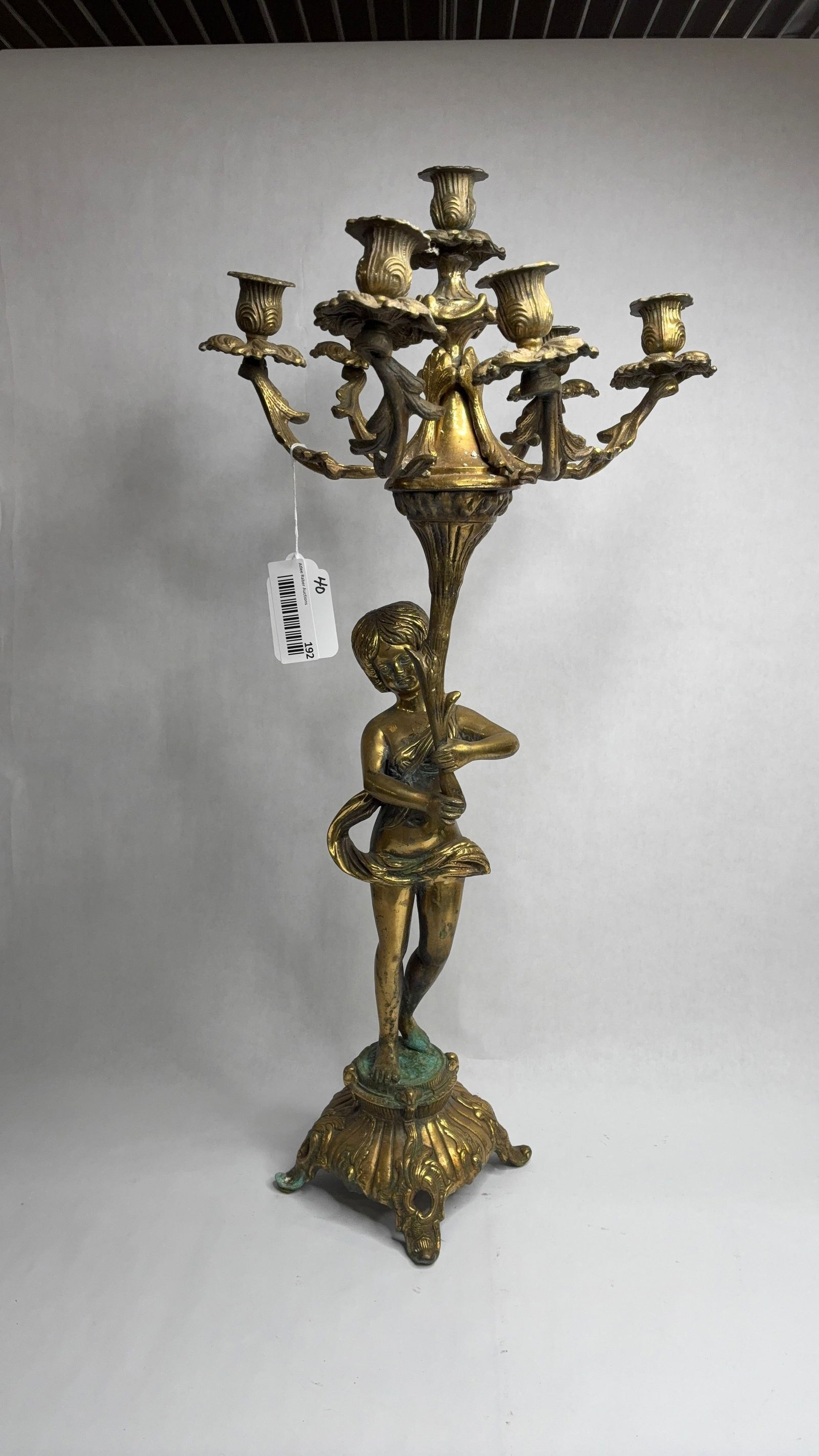 French Renaissance Brass Rococo Cherub Candelabra (1 of 11)
