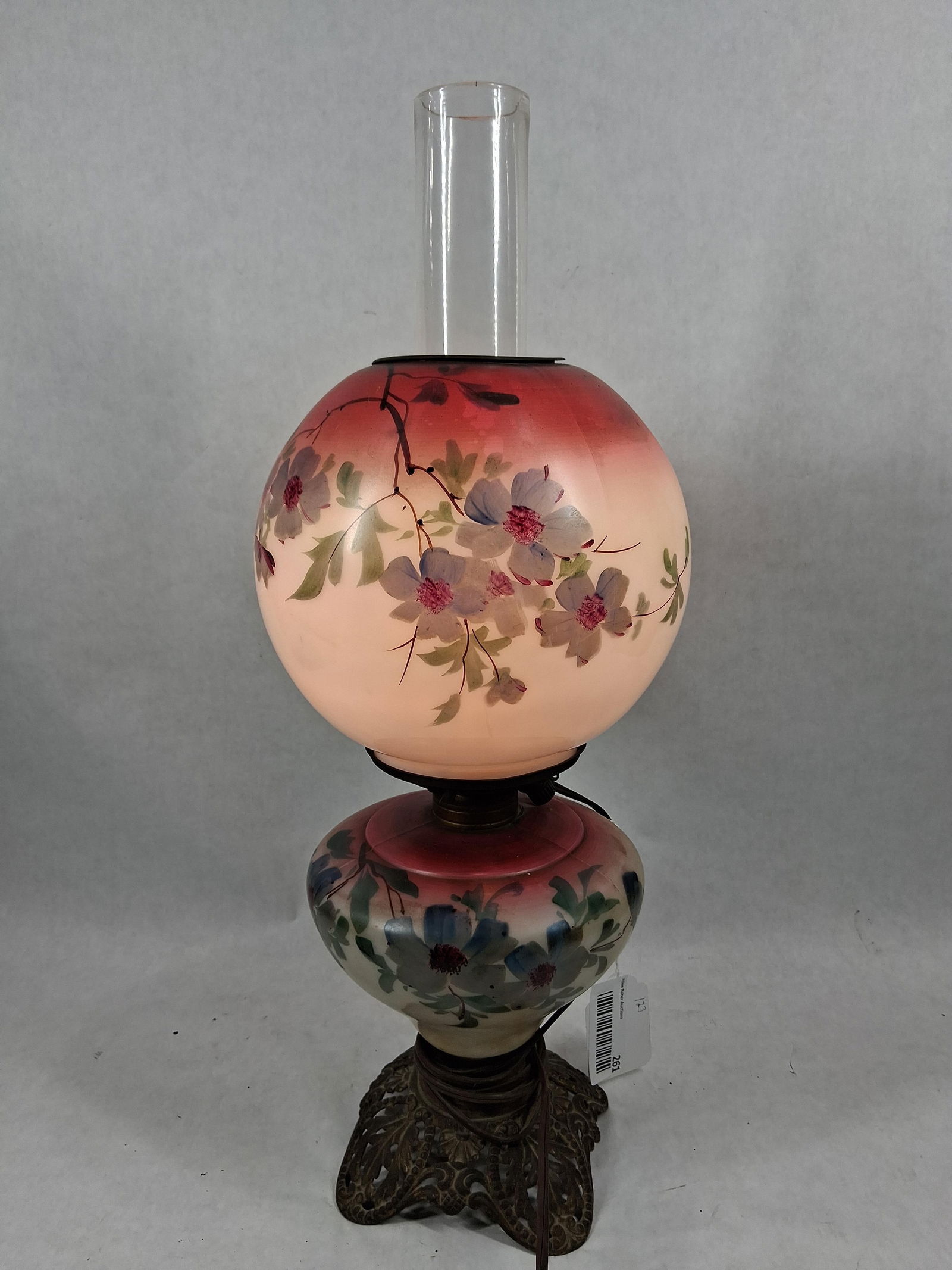 Hand Painted Floral Gone With the Wind Electrified Parlor Table Lamp (1 of 8)