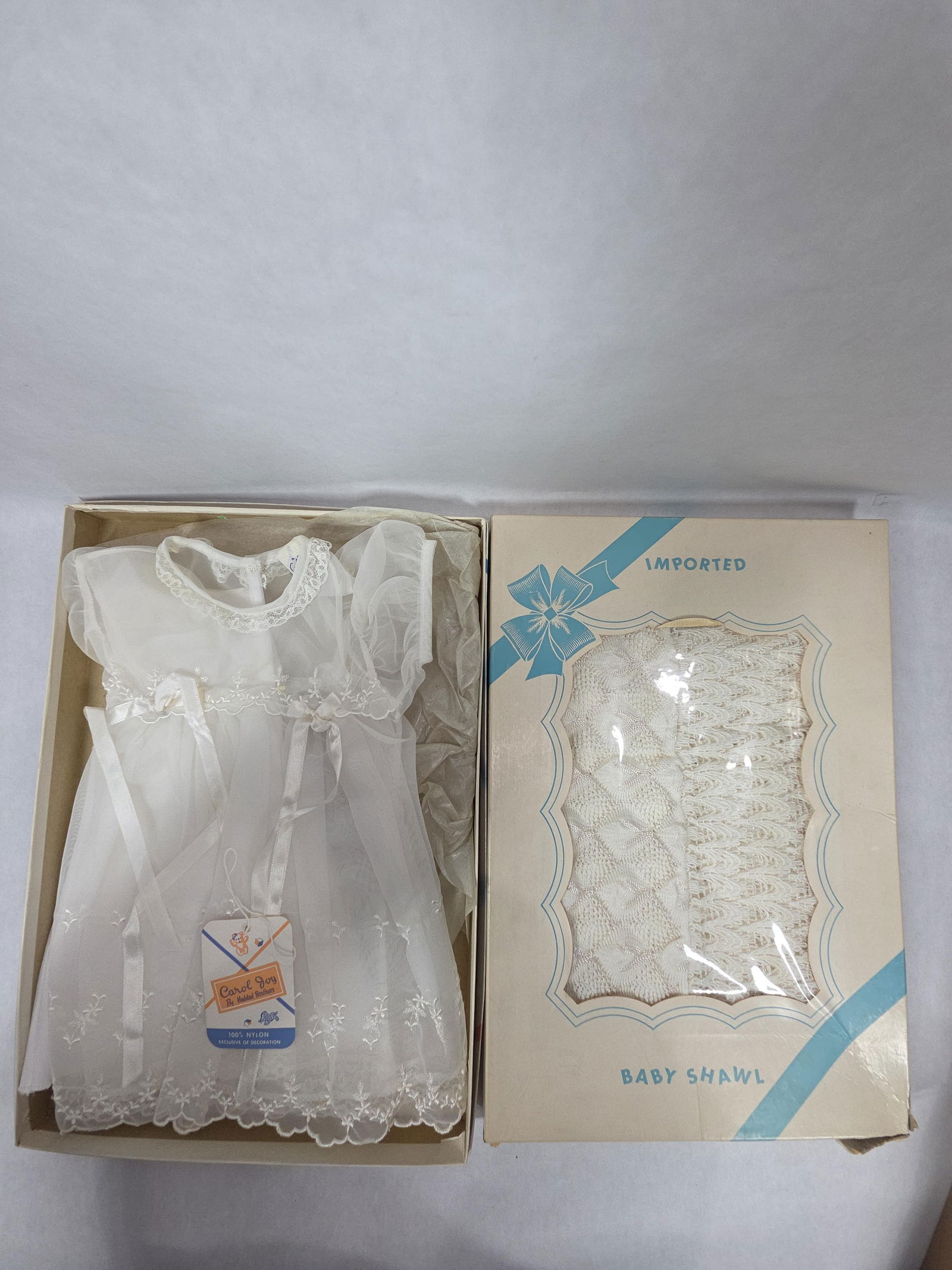 NOS Vintage Imported Baby Shawl & Haddad Bros. Christening Dress and Slip (1 of 5)