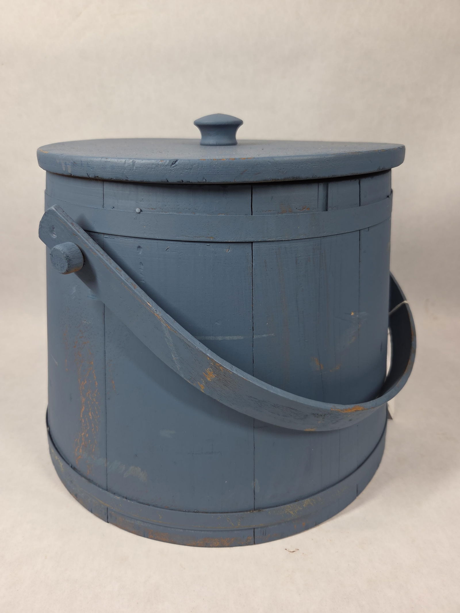 Blue Painted Lidded Sugar Bucket Firkin w/ Handle (1 of 6)