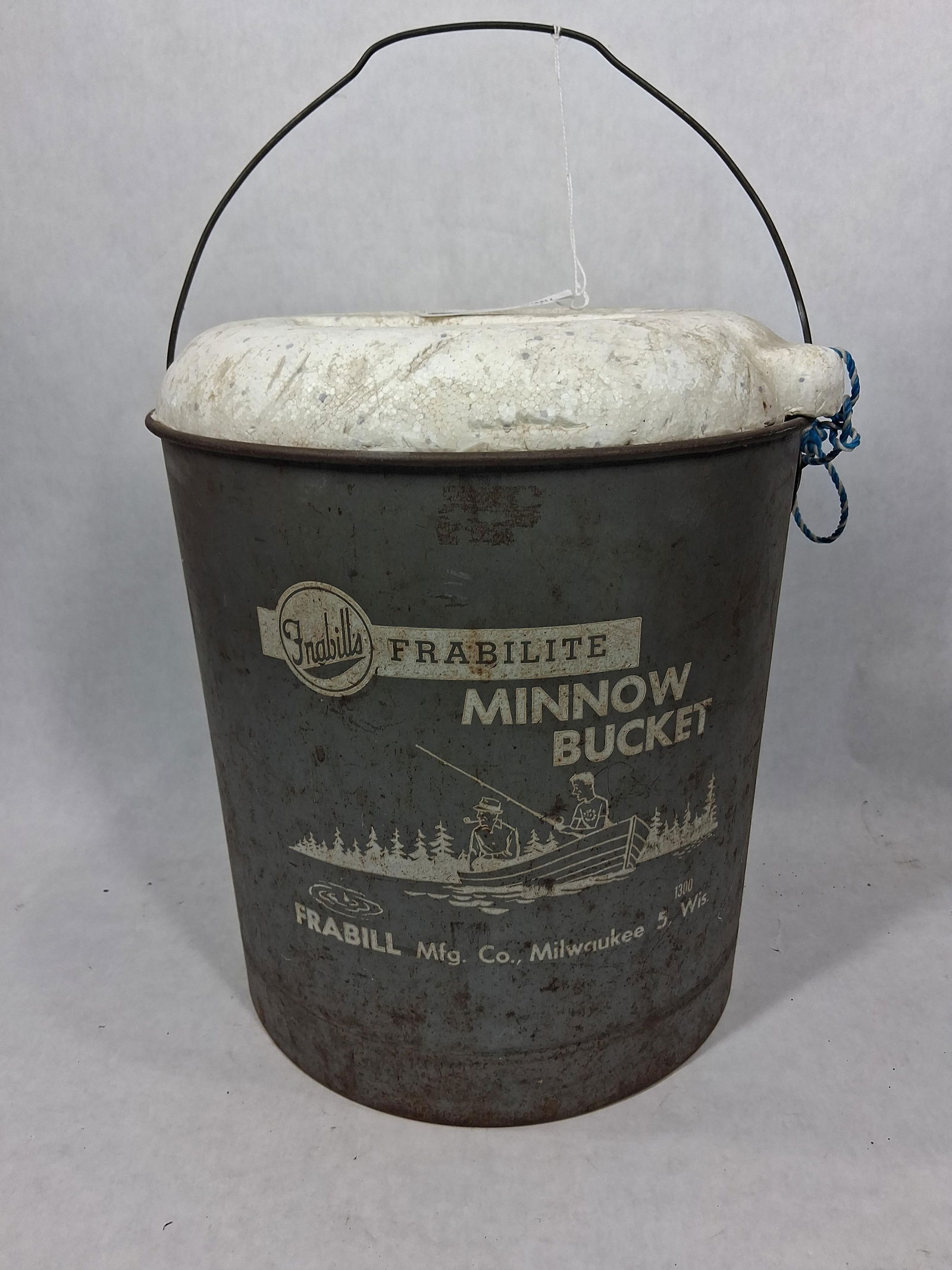 Frabills Frabilite Foam Lined Tin Minnow Pail w/ Bale Handle: 5 gal pail