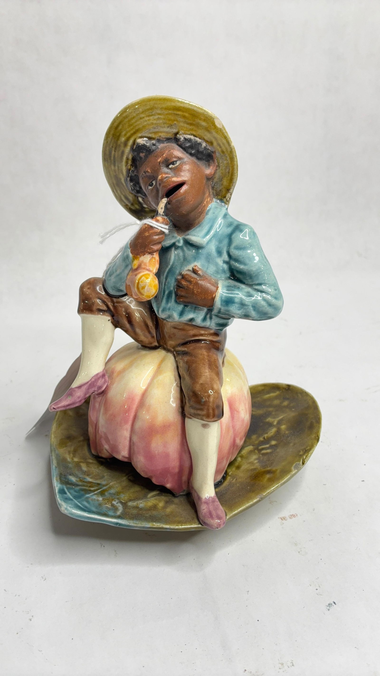 Mojolica Blackamoor Porcelain Smoking Stand, Figural Cigarette Holder (1 of 6)