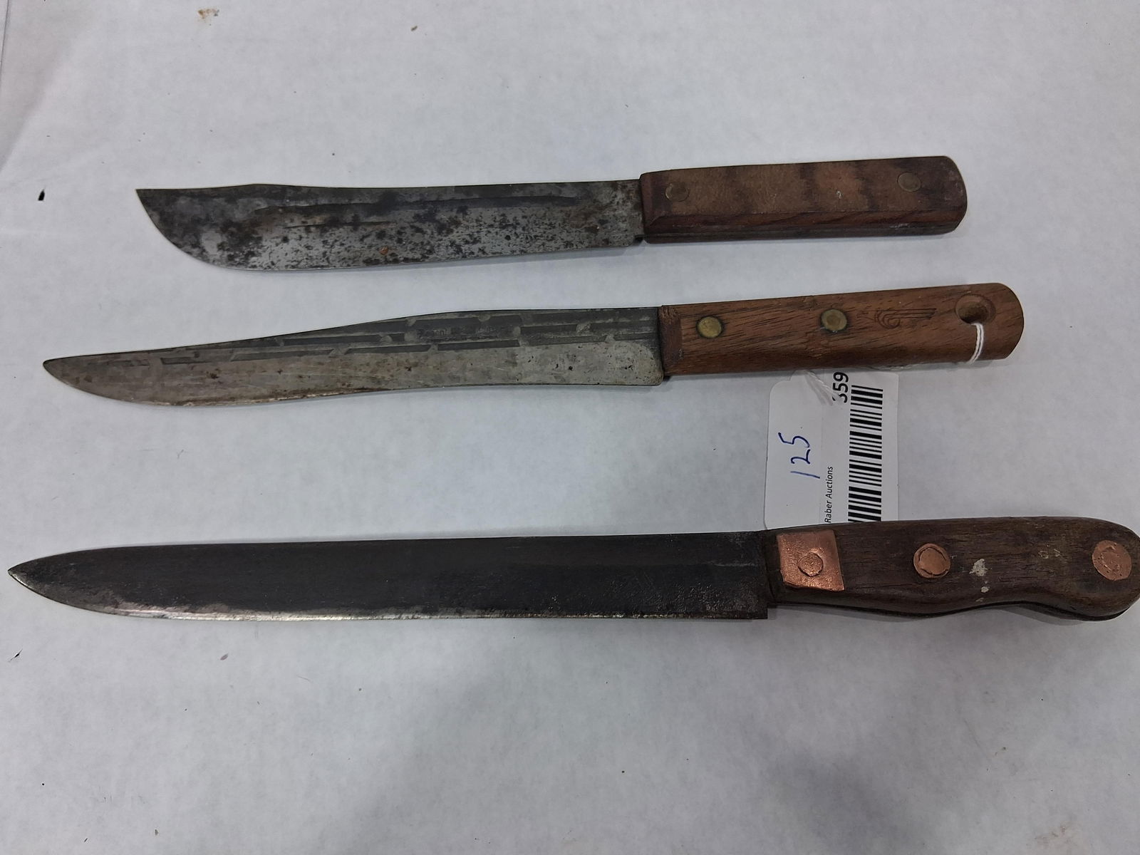 Vintage Ontario Old Hickory and Regent Carbon Steel Butcher Knives Lot of 3` (1 of 11)