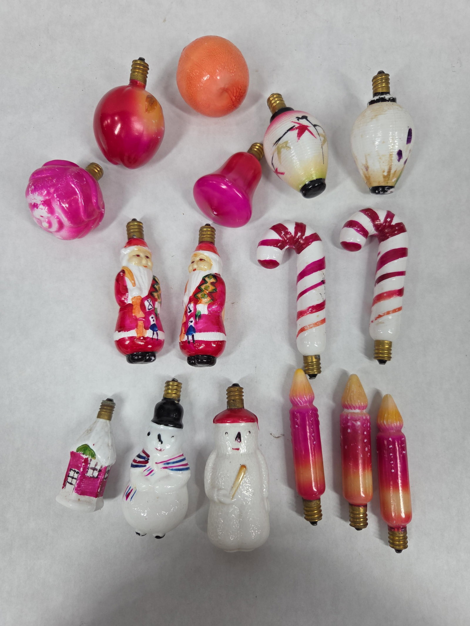 Early Christmas Milk Glass Figural Painted Bulbs / Lights (1 of 4)