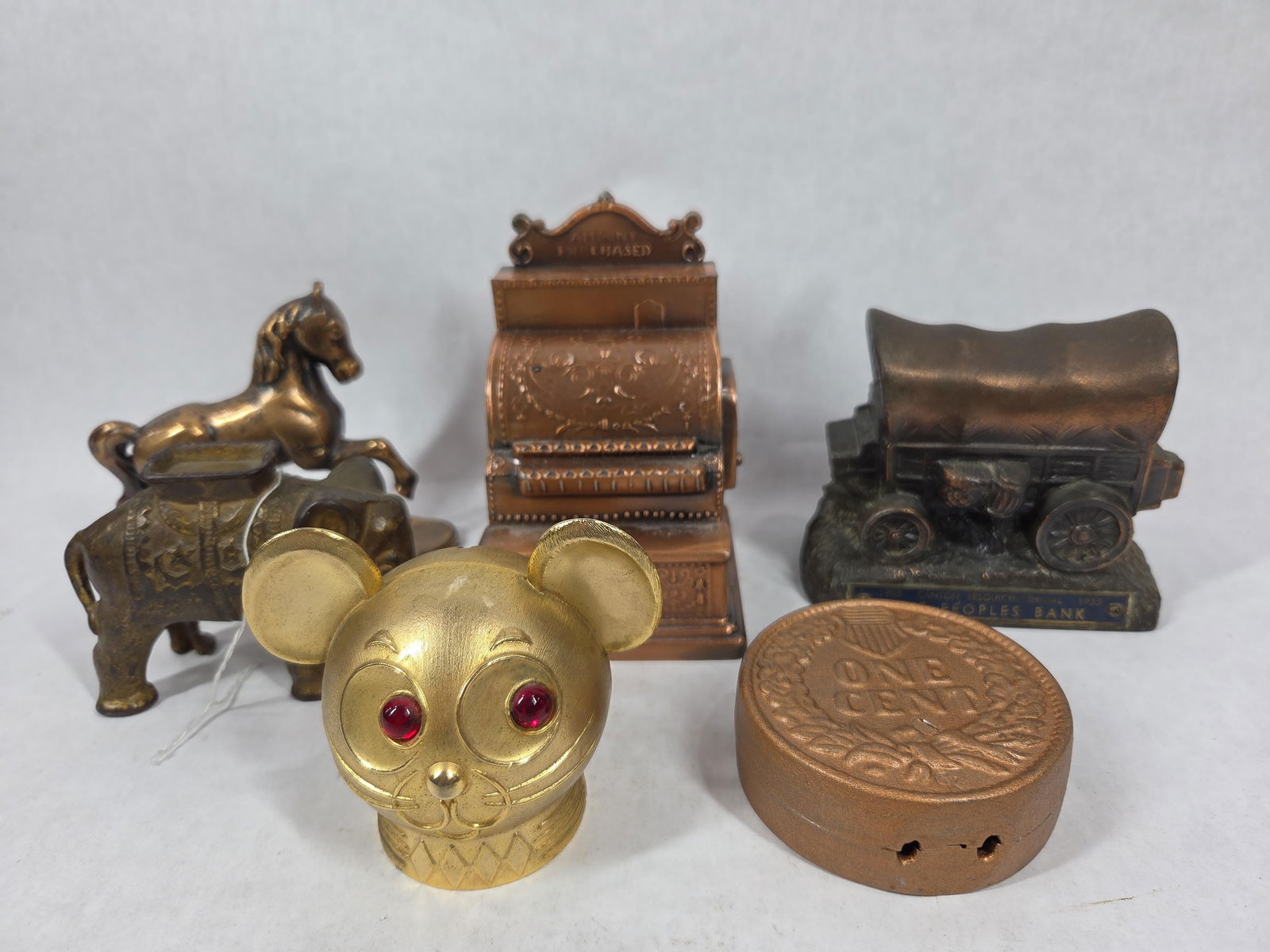 Bronze & Metal Works, Banthrico Financial Inst. Advertising Coin Banks Lot of 6 (1 of 20)