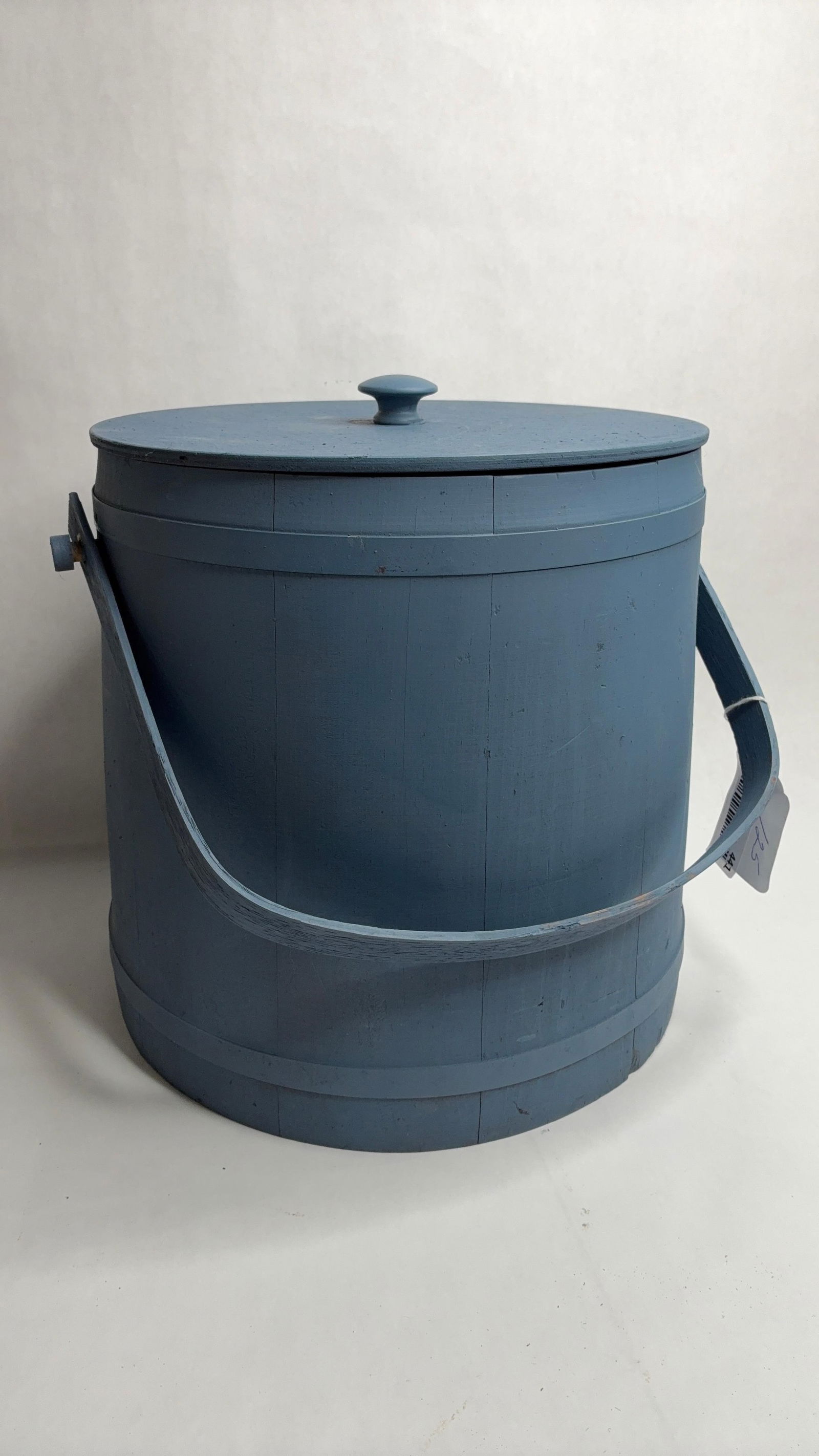 Cornflower Blue Painted Sugar Bucket: Vermont made, Putney Basket Ville. 12x11.5