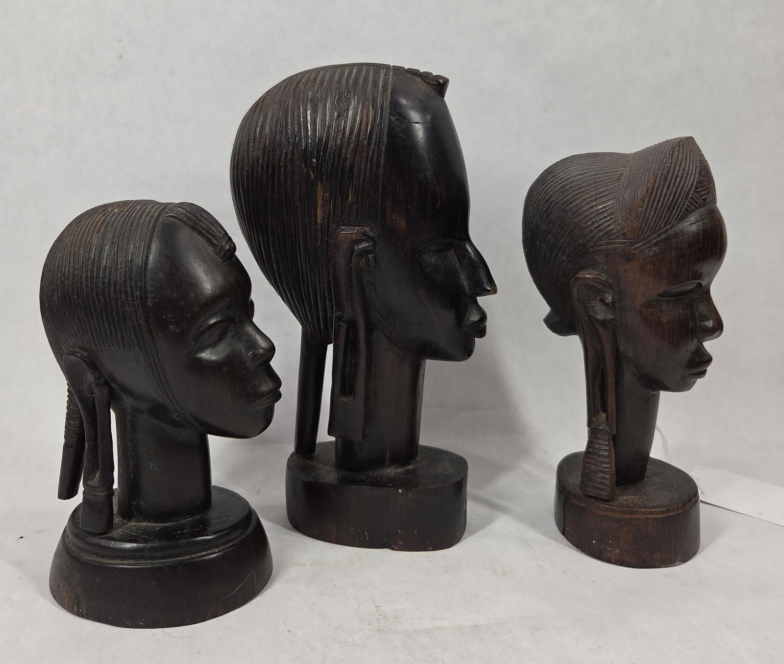 African Hand Carved Ebony Busts (1 of 12)