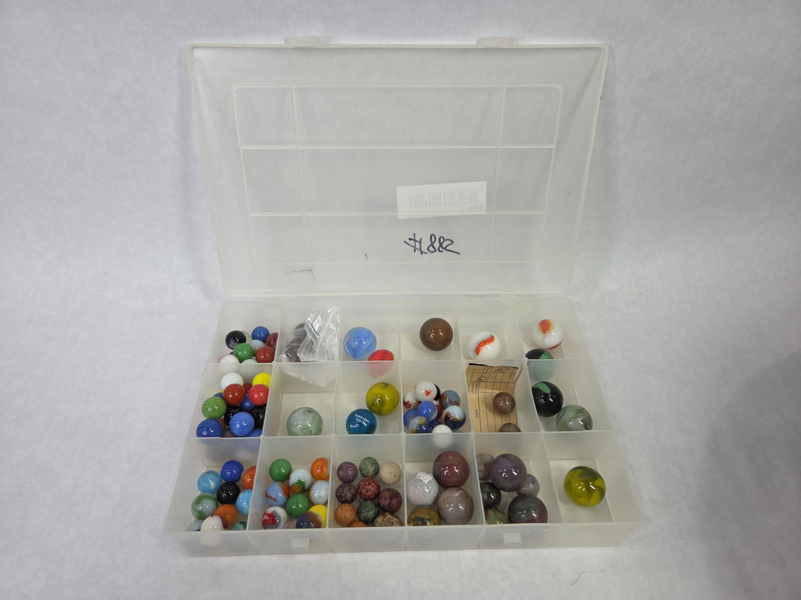 Early Lot of Assorted Glass and Clay Marbles Inc. Uranium, Shooters and More: Great lot of marbles in a comparted organizer