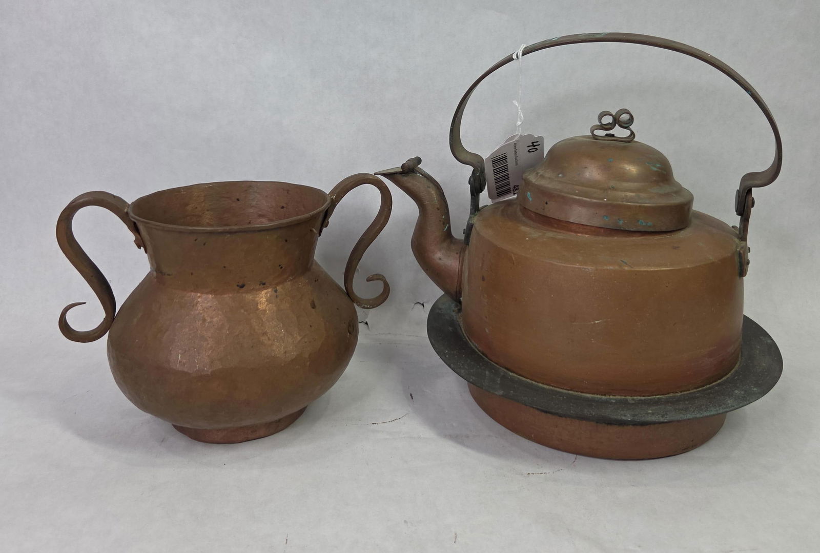 Swedish Gooseneck Copper Handled Teapot and Hammered Copper Handled Cauldron (1 of 7)