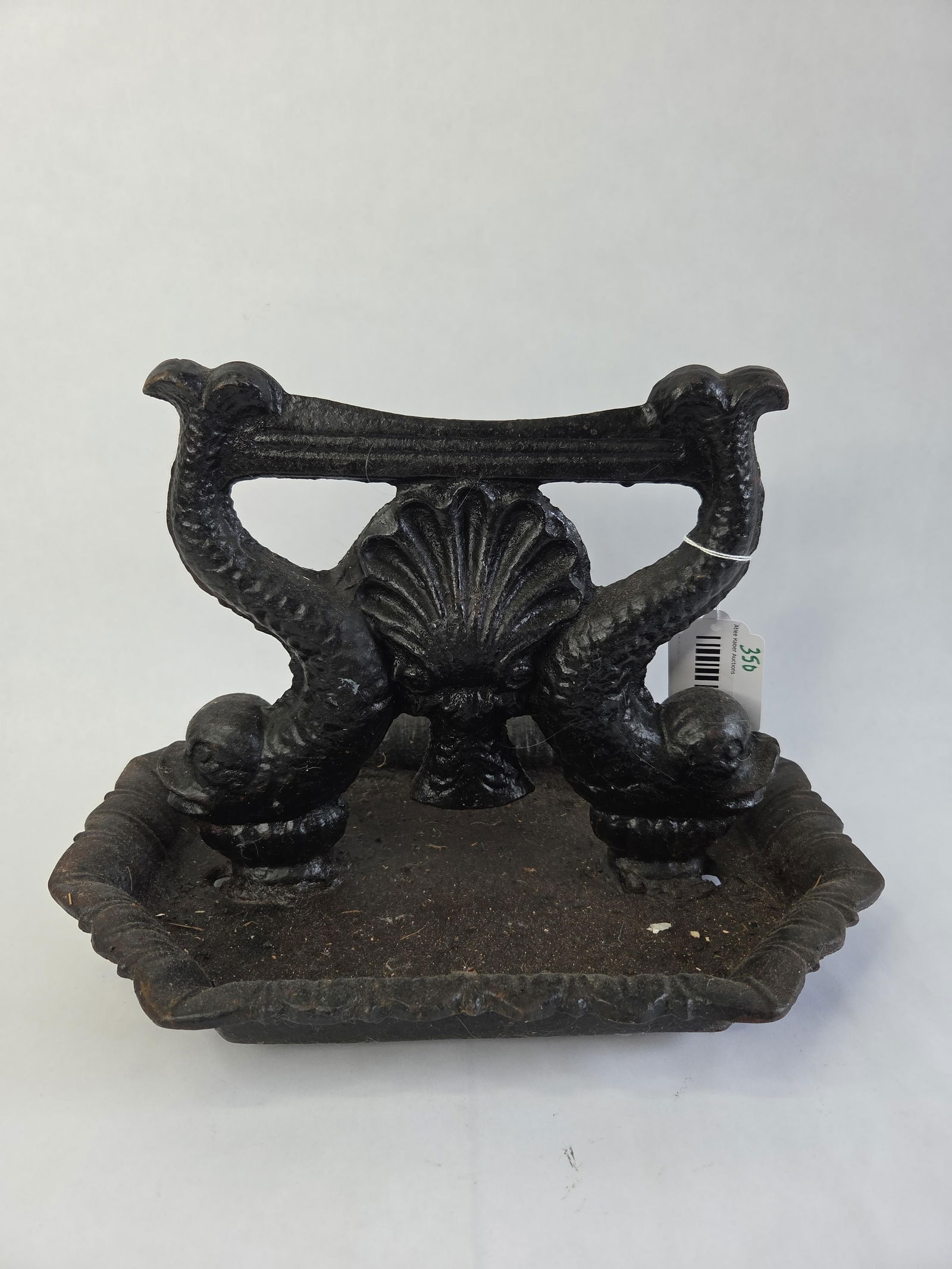 Hefty cast iron clam sea shell koi fish boot scraper (1 of 3)