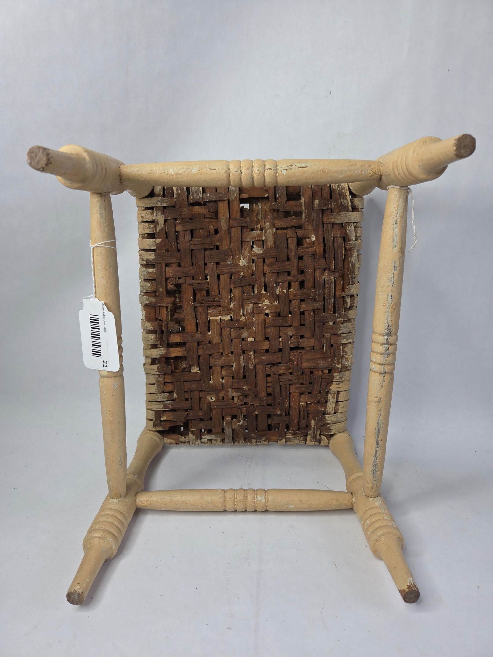 Primitive Wicker woven painted bench - 6