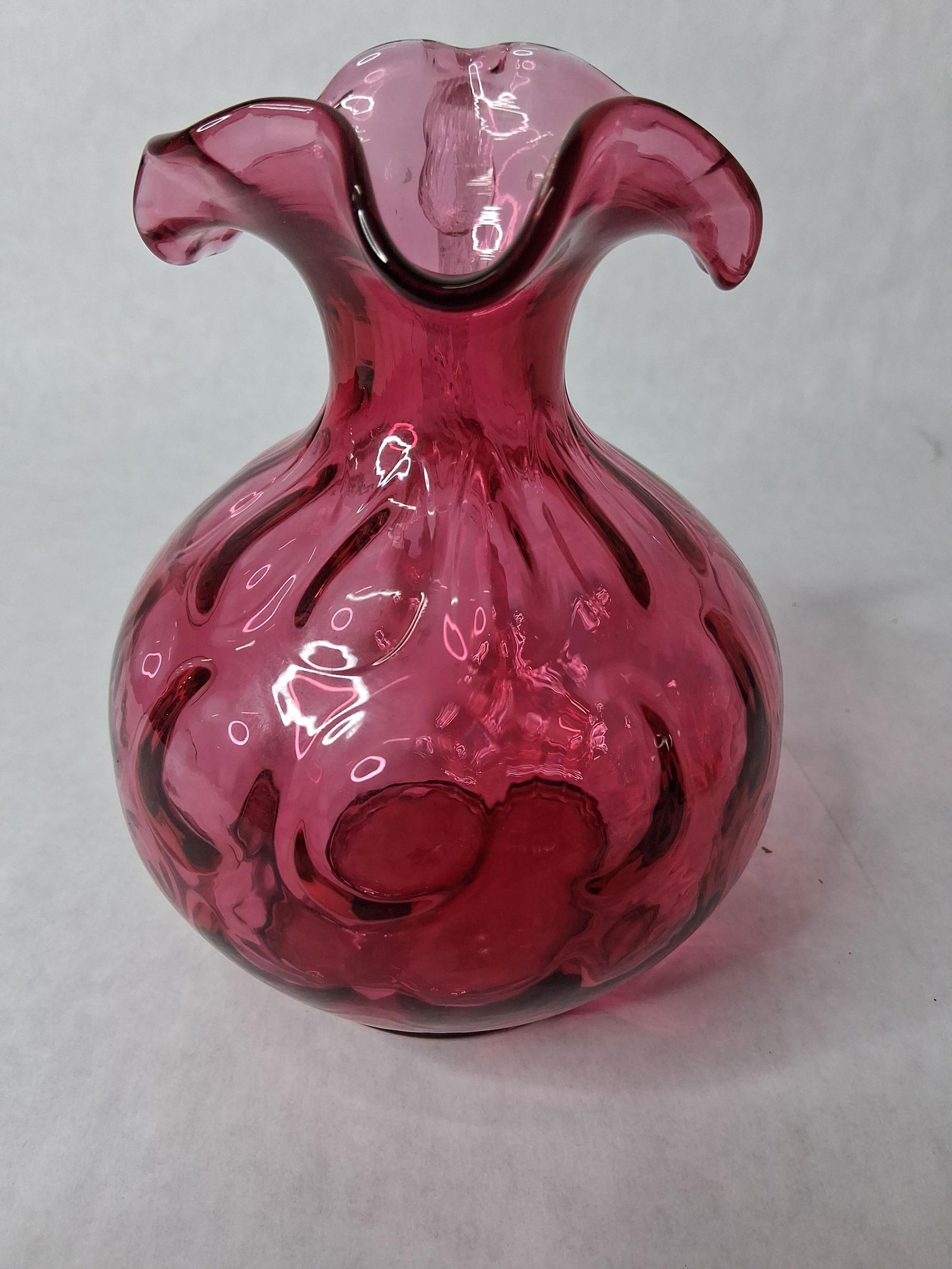 Fenton cranberry dot optic 20 oz pitcher - 2