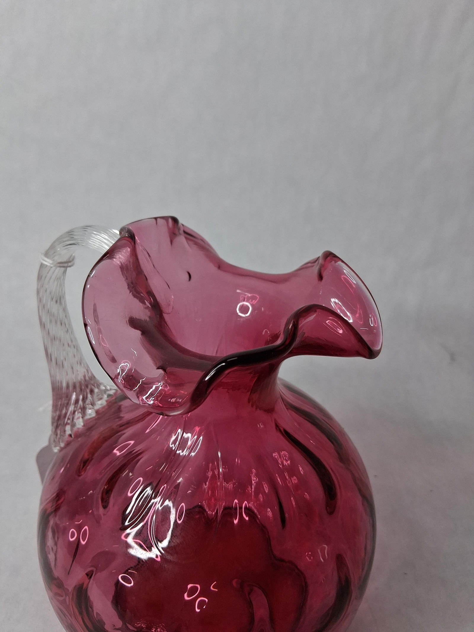 Fenton cranberry dot optic 20 oz pitcher - 3