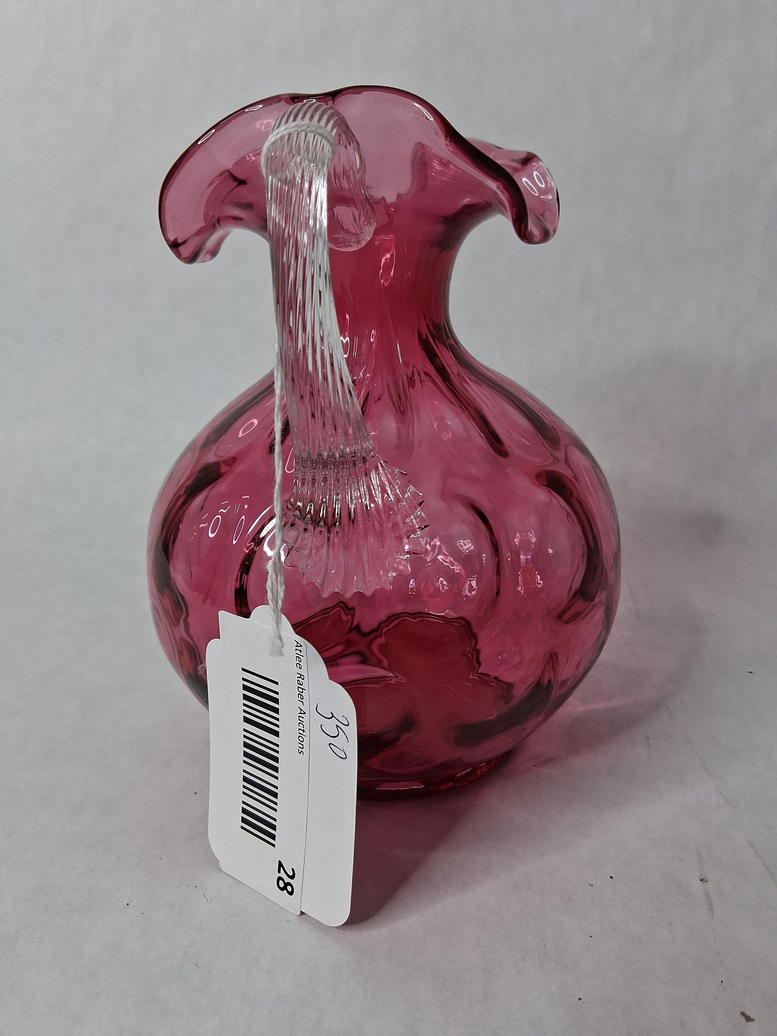 Fenton cranberry dot optic 20 oz pitcher - 4