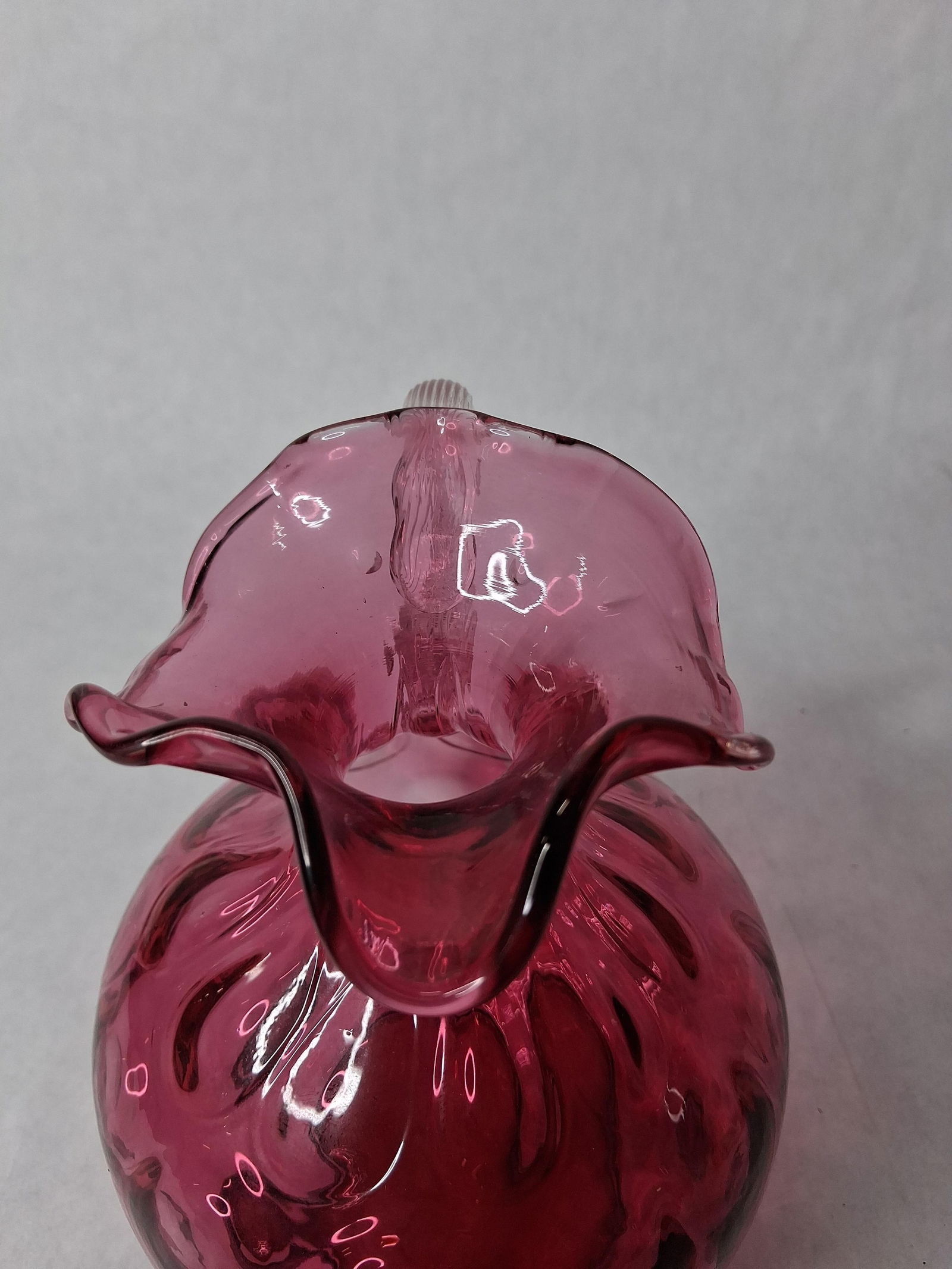 Fenton cranberry dot optic 20 oz pitcher - 5