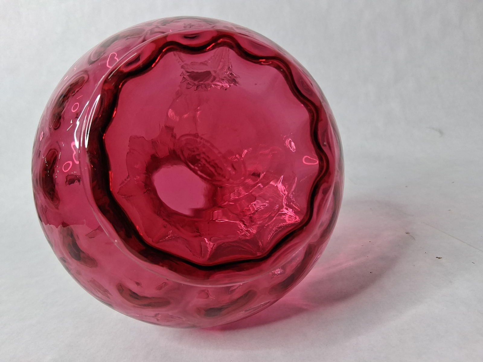 Fenton cranberry dot optic 20 oz pitcher - 6