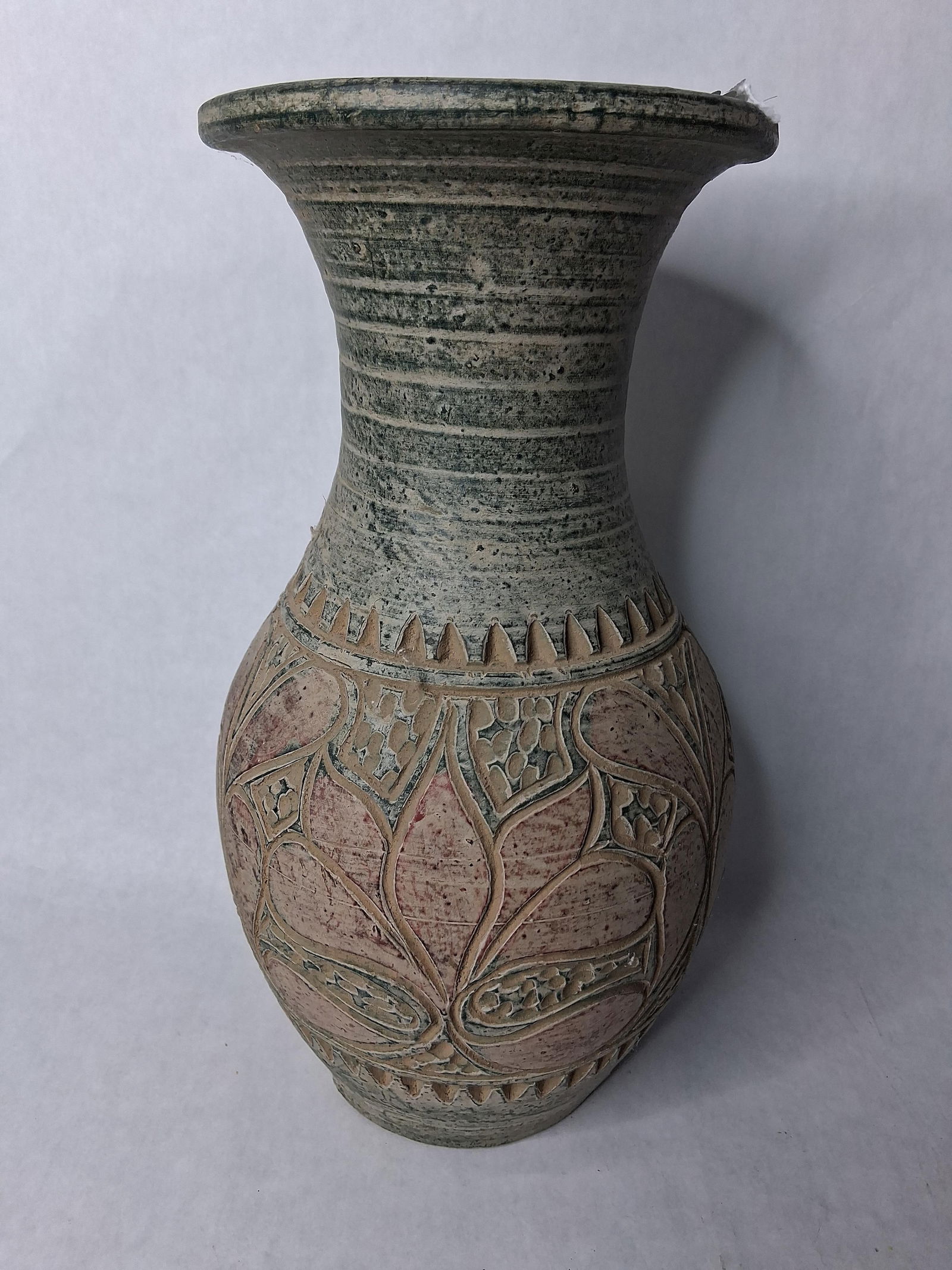 Handcrafted earthenware engraved clay vase (1 of 8)