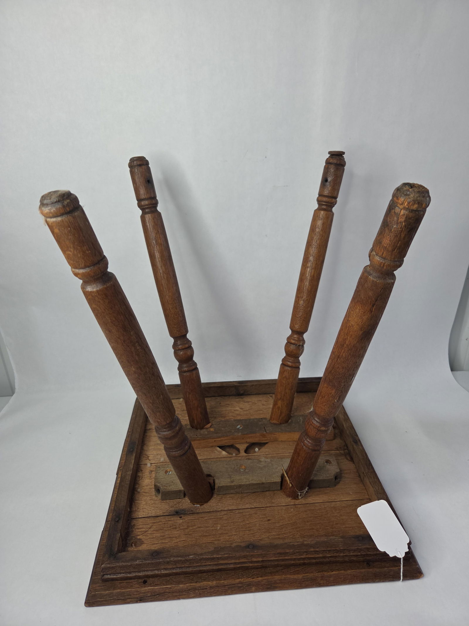 Antique oak square side table - 3