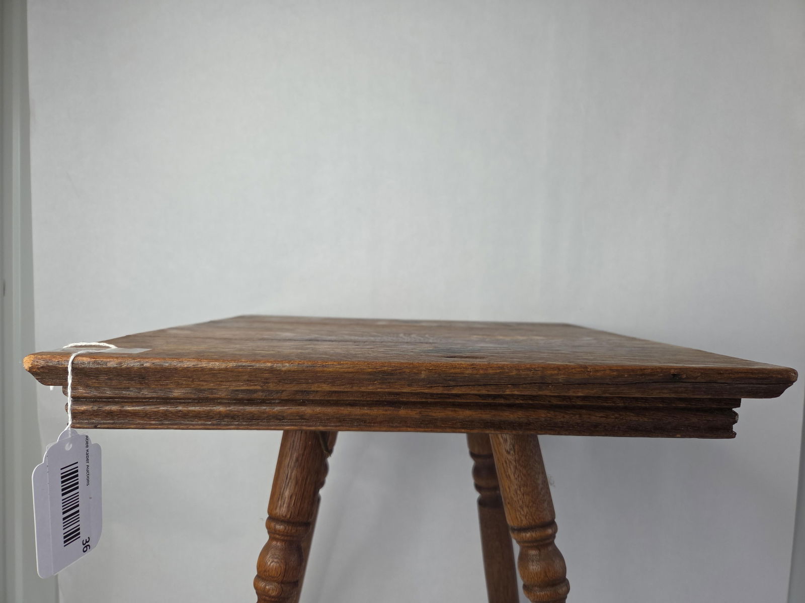Antique oak square side table - 4