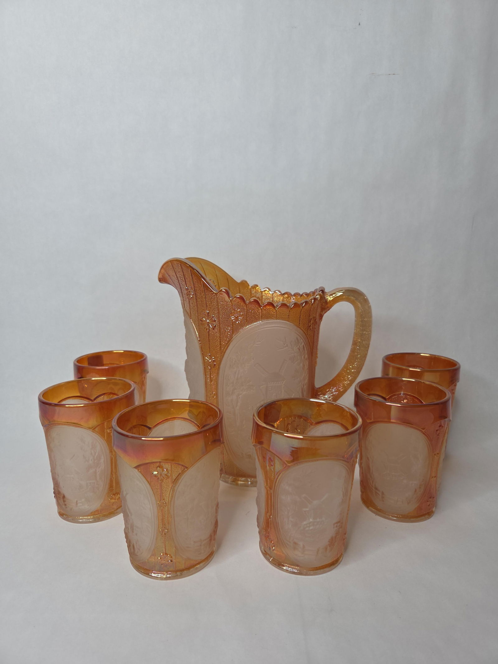 Imperial glass marigold windmill water set (1 of 7)