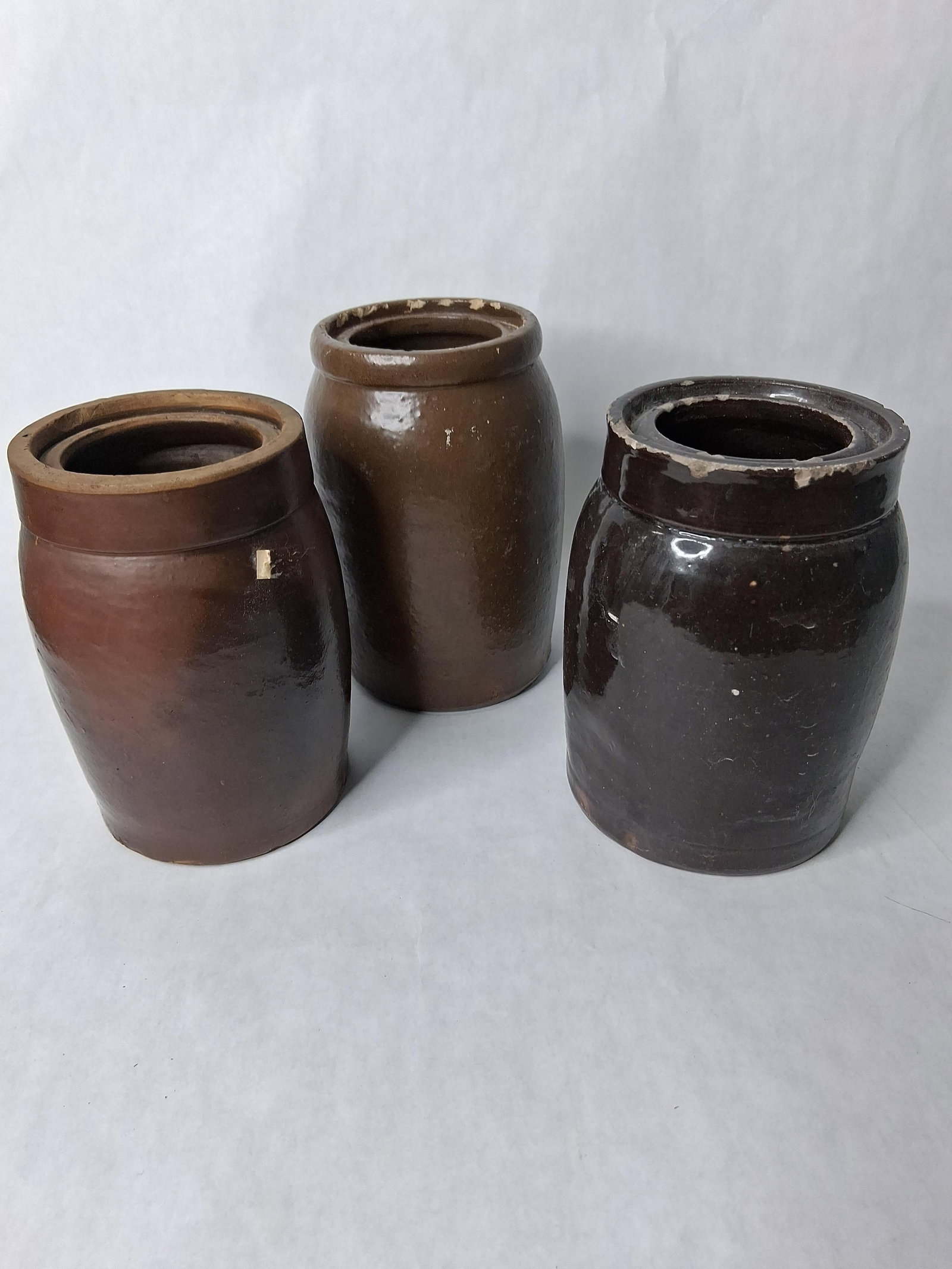 3 brown salt glazed canning crocks (1 of 15)