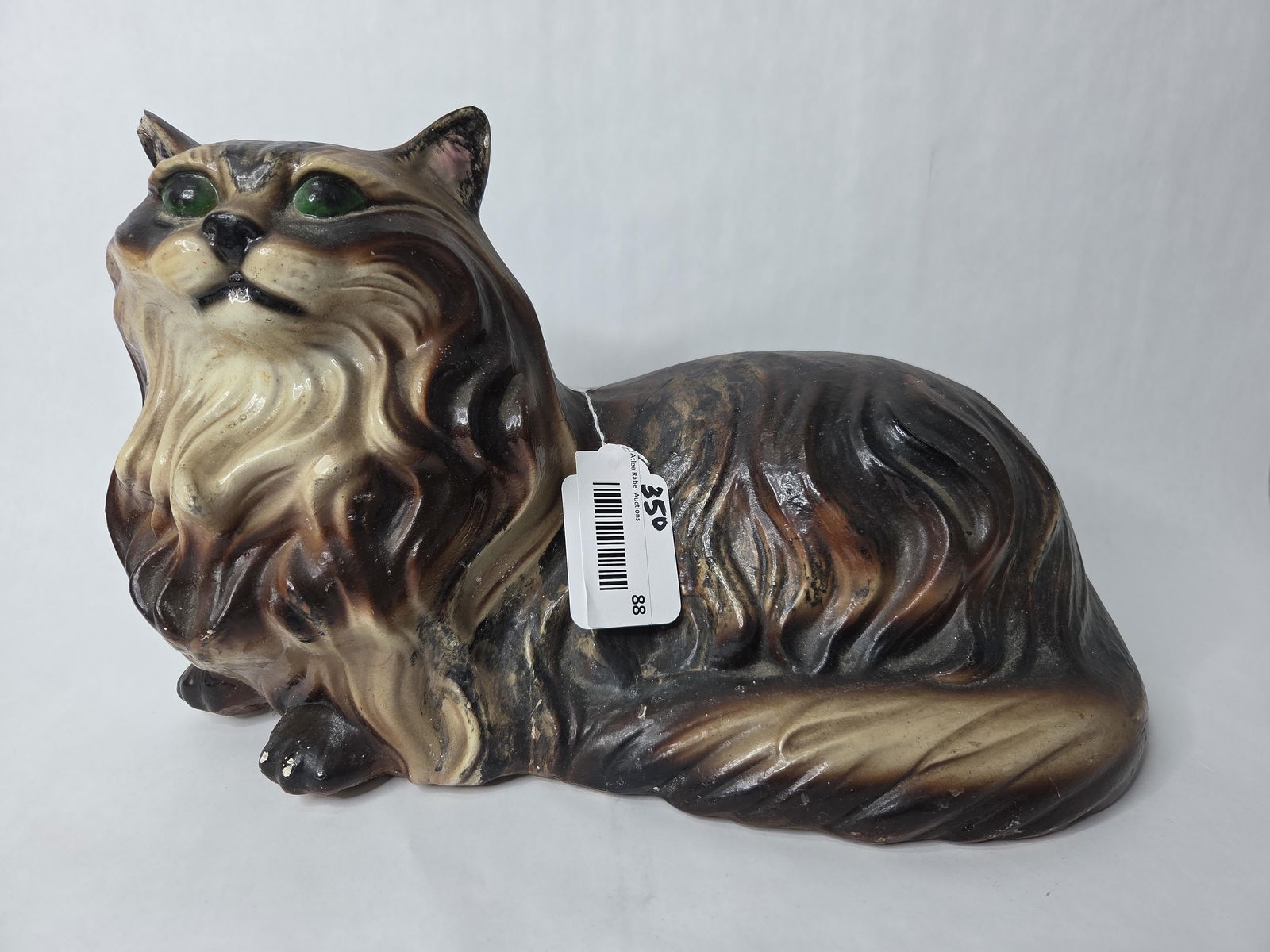 Mid century green eyed Persian ceramic tabby cat (1 of 6)