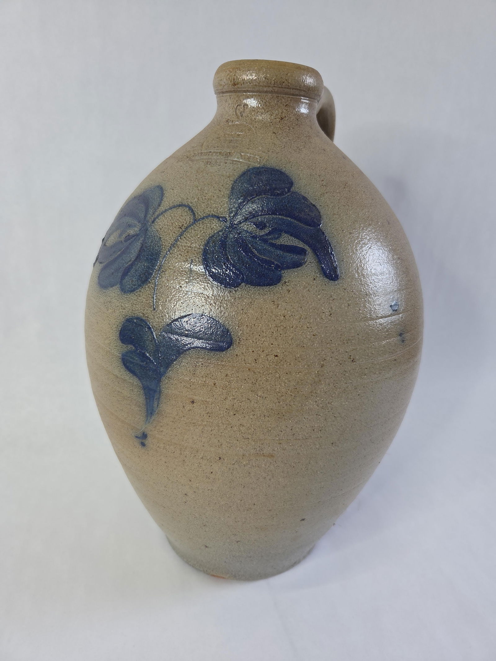 1 gal Rowe pottery cobalt blue flowered 1964 stoneware jug (1 of 6)