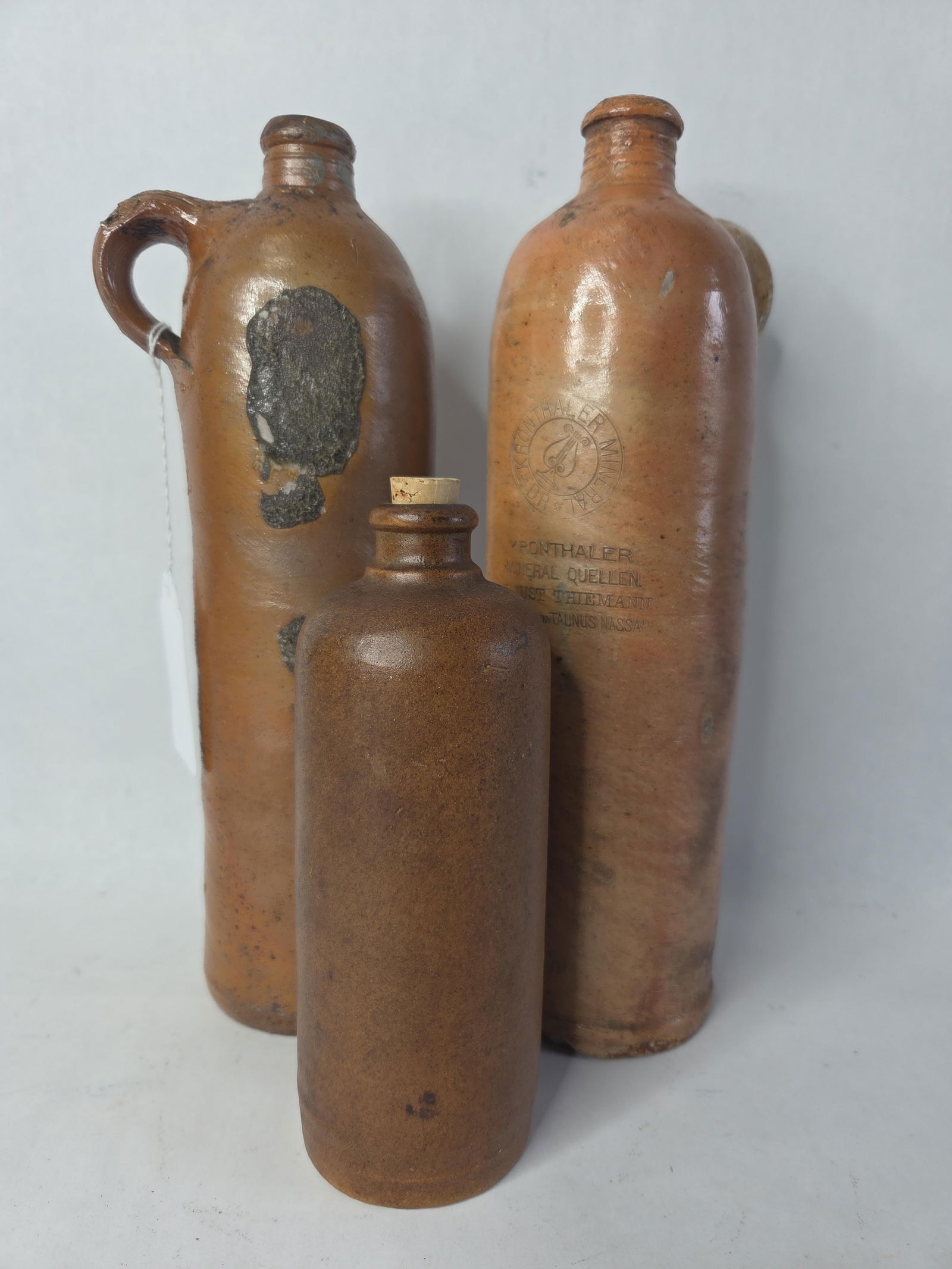 3 German stoneware Mineral water bottles (1 of 8)