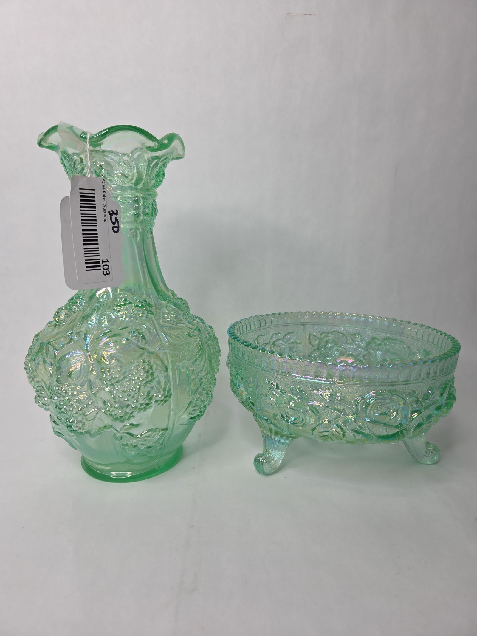 Imperial Lenox ice green luster rose bowl and long berry meadow vase (1 of 8)