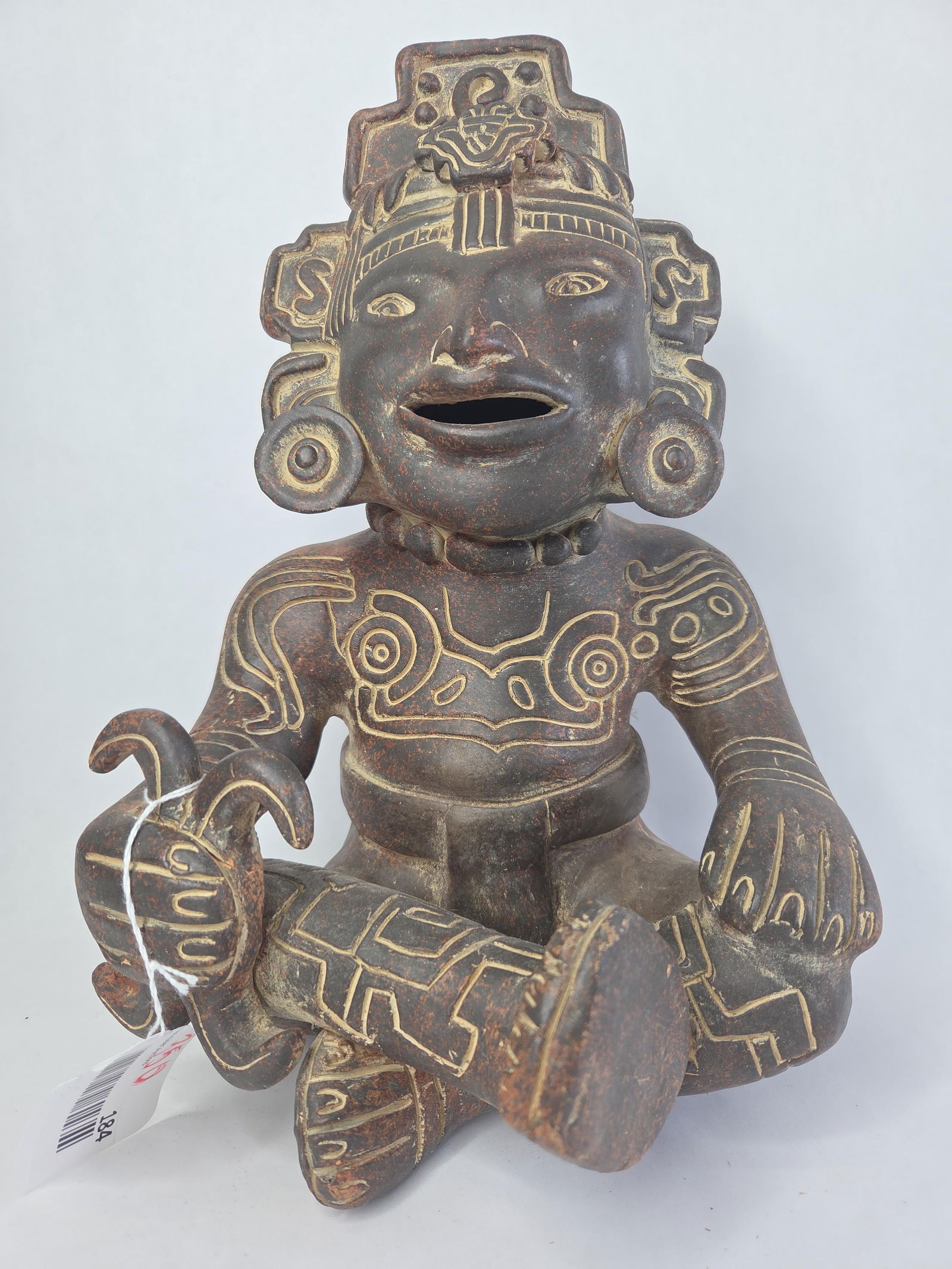 Aztec-Mayan pre-Columbian style pottery sculpture (1 of 7)