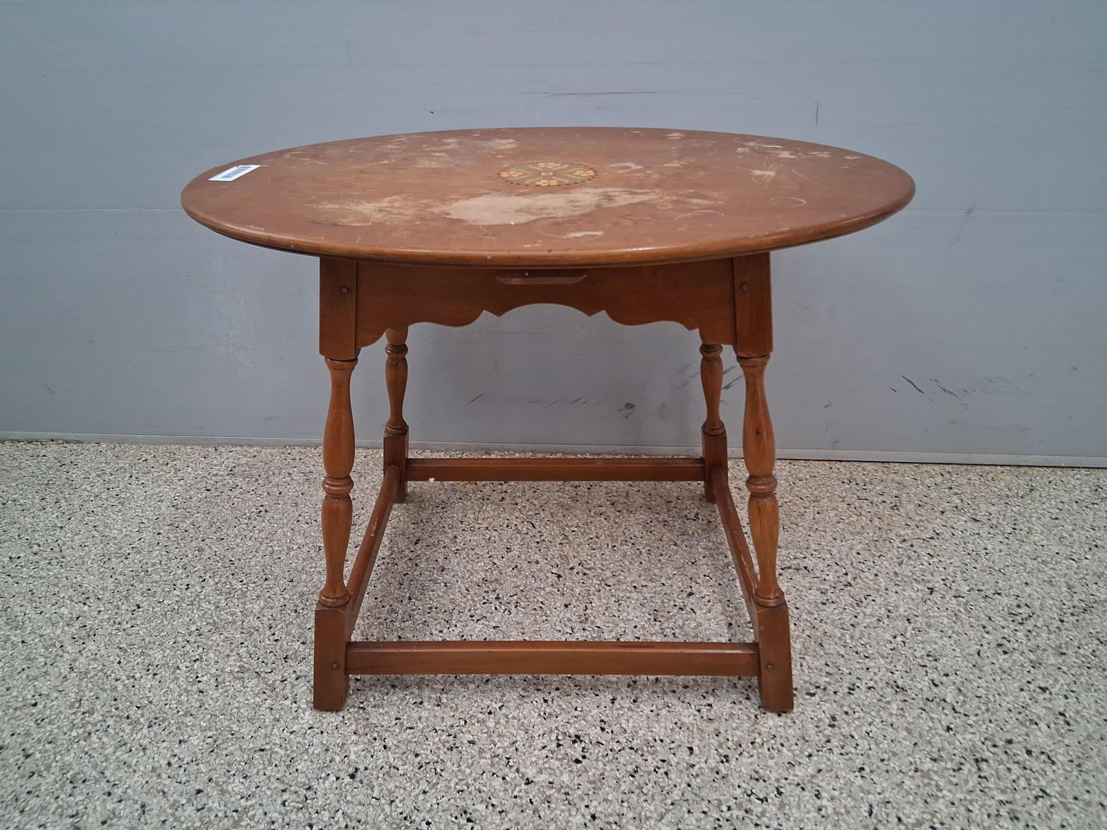 Oval Maple painted design top side table (1 of 7)