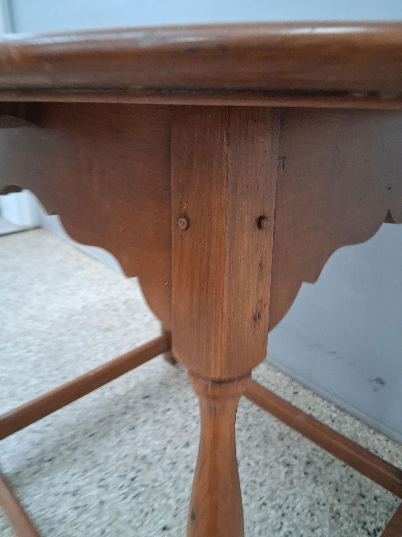 Oval Maple painted design top side table - 4