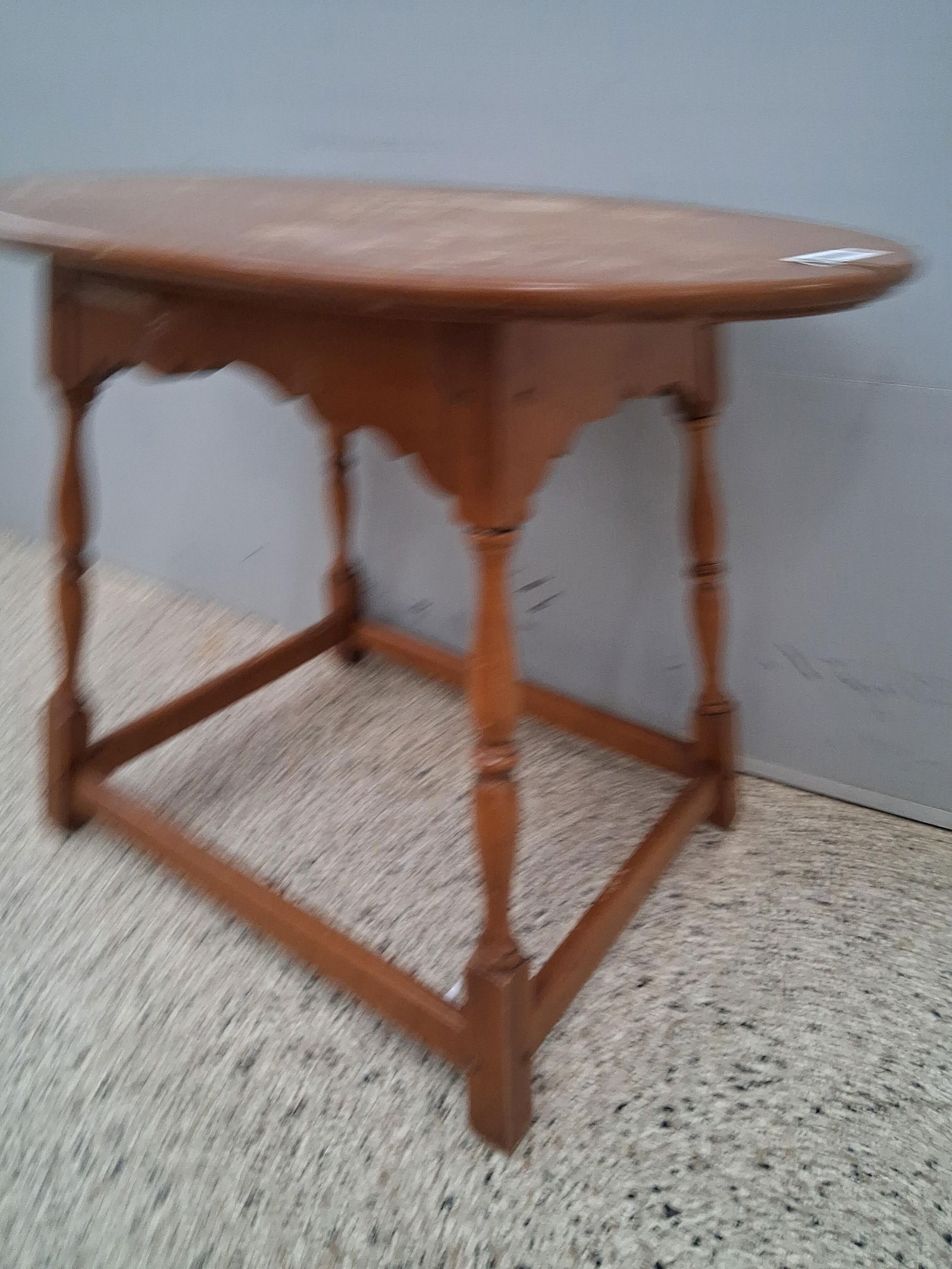 Oval Maple painted design top side table - 6