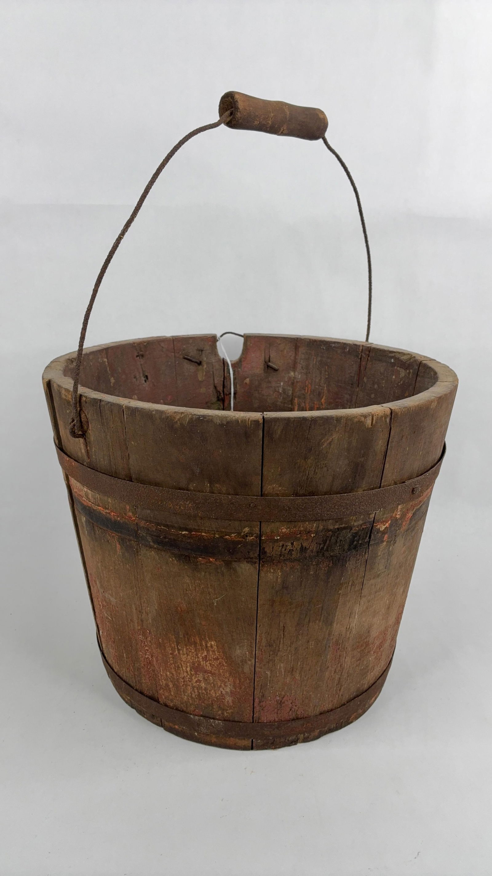 primitive red wooden sap bucket (1 of 7)
