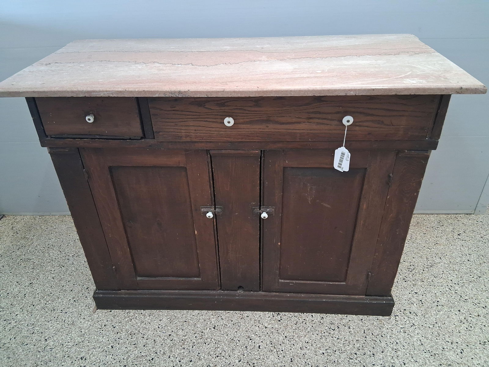 Antique marble topped dry sink cabinet (1 of 11)