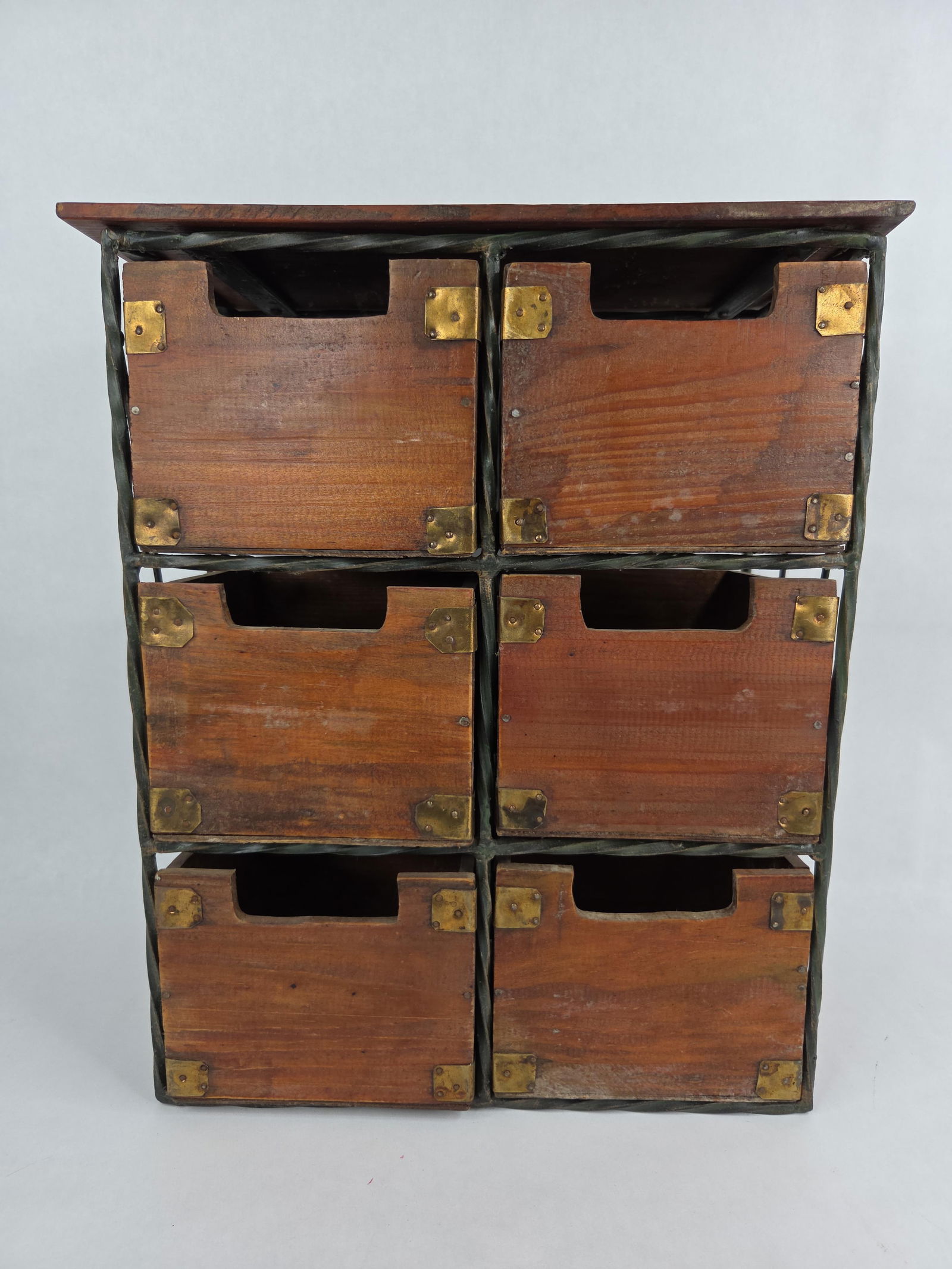 Great wrought iron Wooden 6 cubby drawer organizer (1 of 6)
