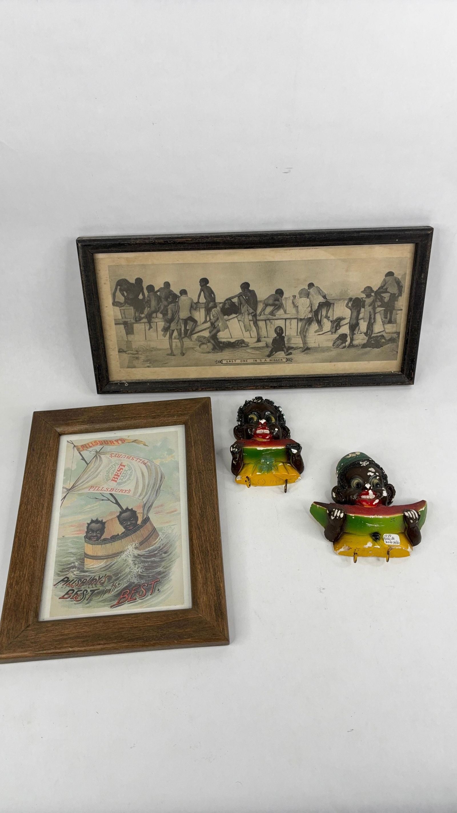 Pillsbury best litho, caulk ware sambo holders, and photo: sambo holders have chipping and missing pieces pictures sizes 9x18 and 9.5x13