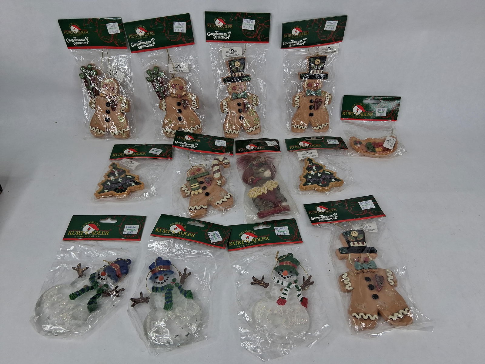 13 Kurt Adler ceramic and plastic Christmas tree ornaments gingerbread men,snowmen,and more new in: .