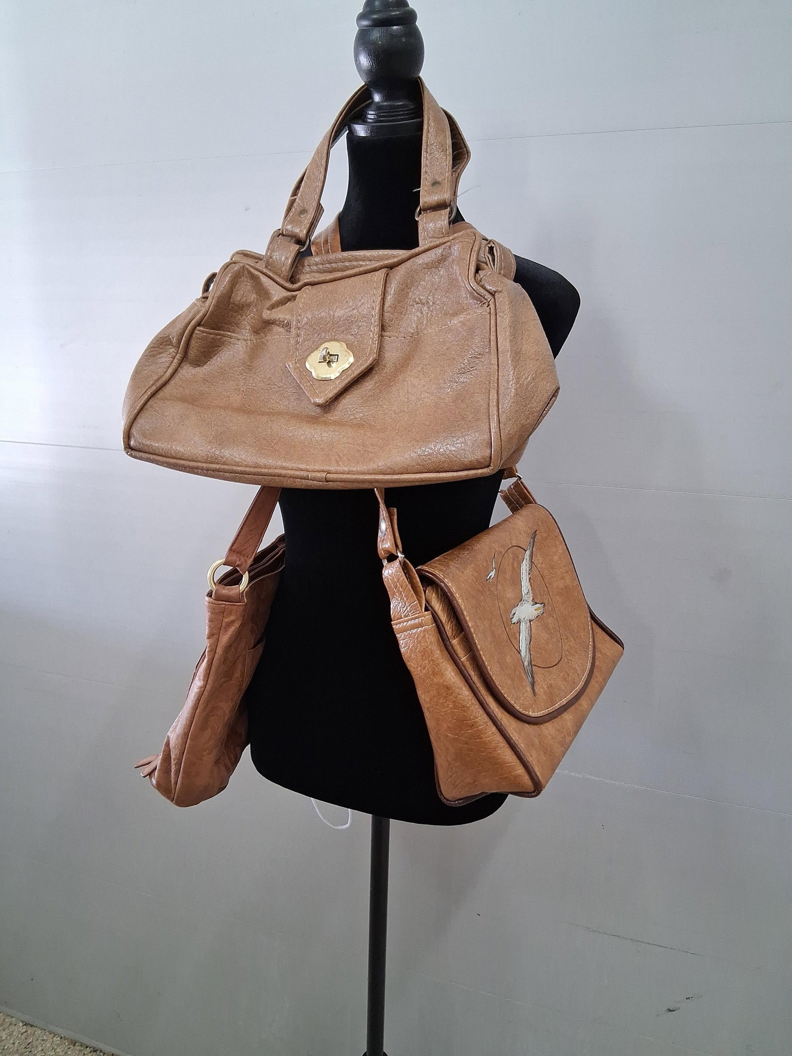 3 brown leather handbag/purses by St John Bay, Florida Keys: all are in good condition