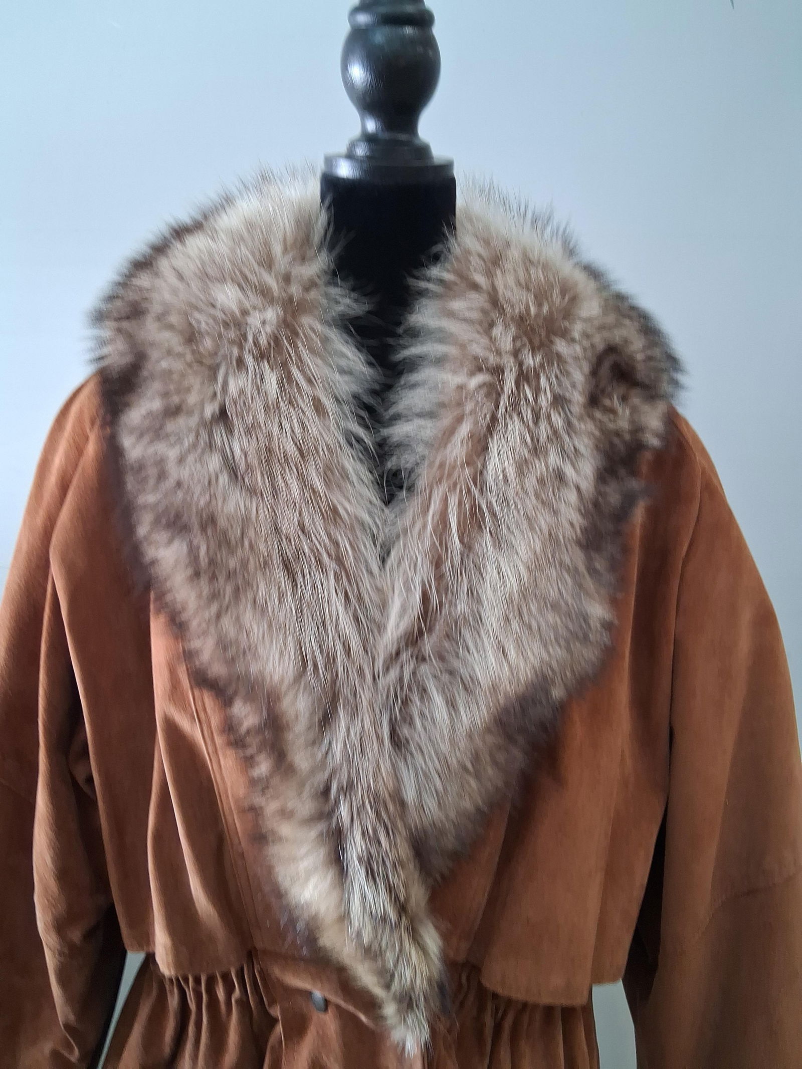 J.G. Hook Fur collared brown leather coat - 2