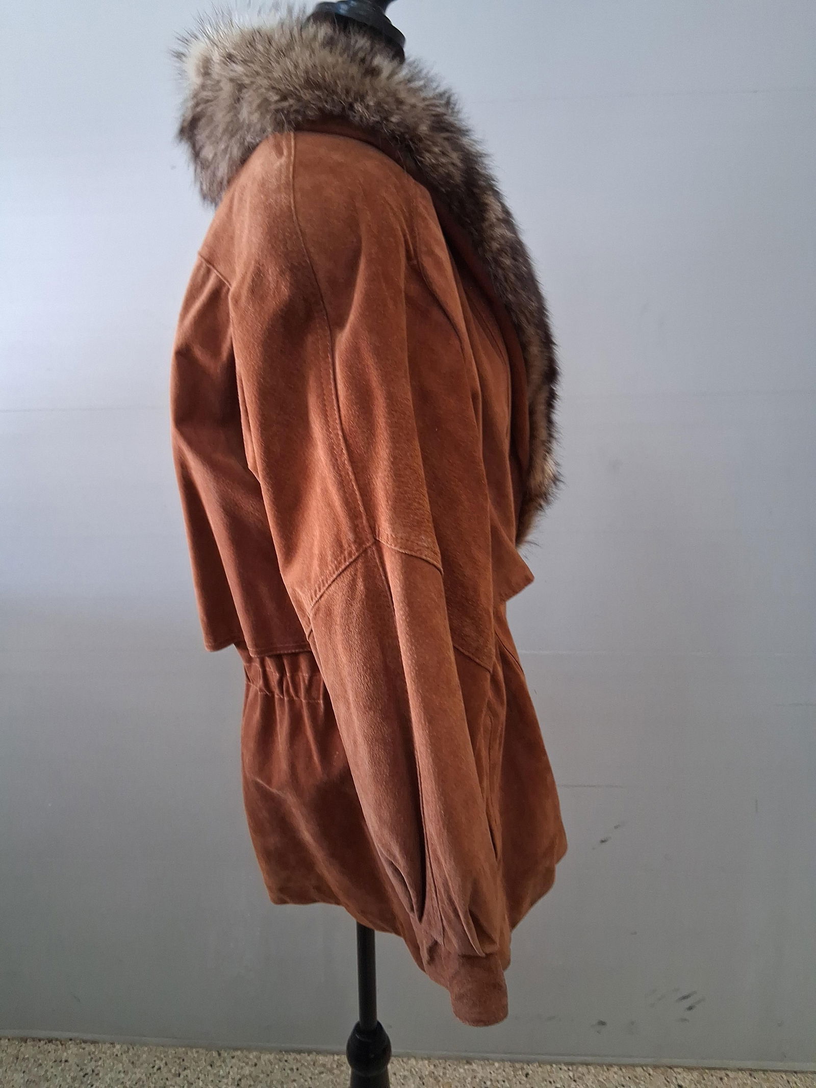 J.G. Hook Fur collared brown leather coat - 6