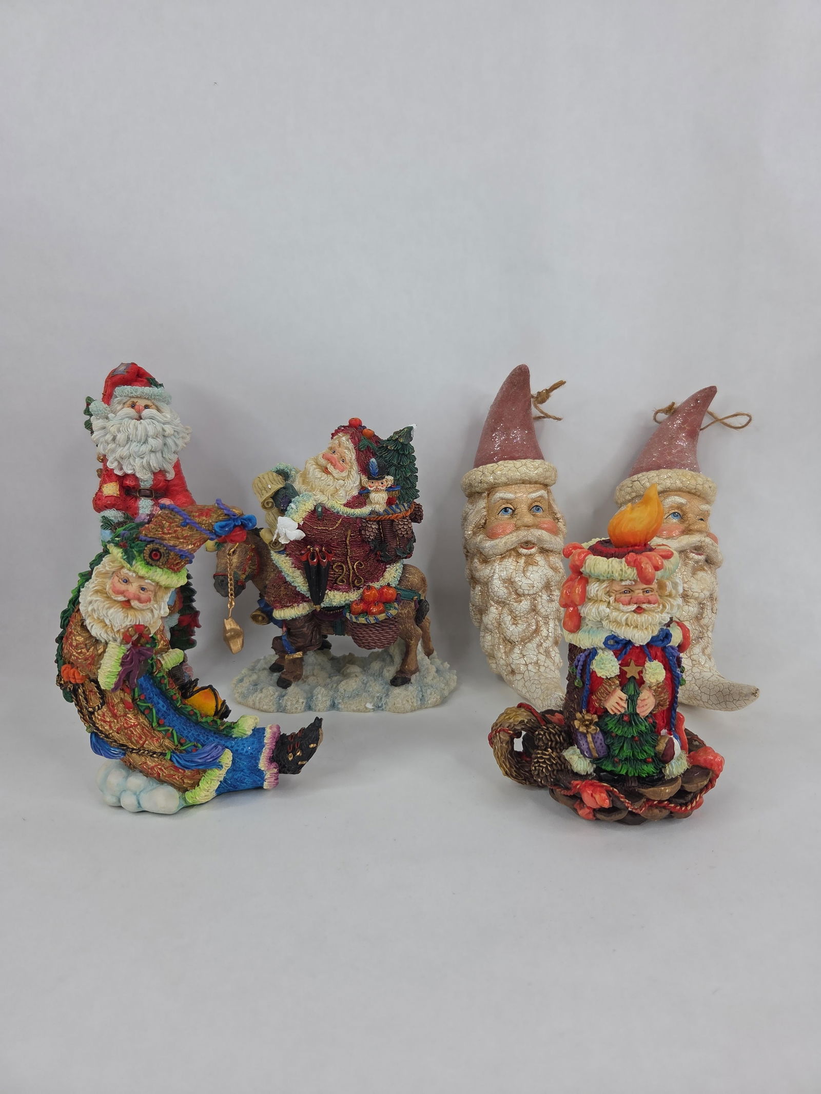 Crinkle Claus figurines and 2 Santa Claus moon ornaments (1 of 13)
