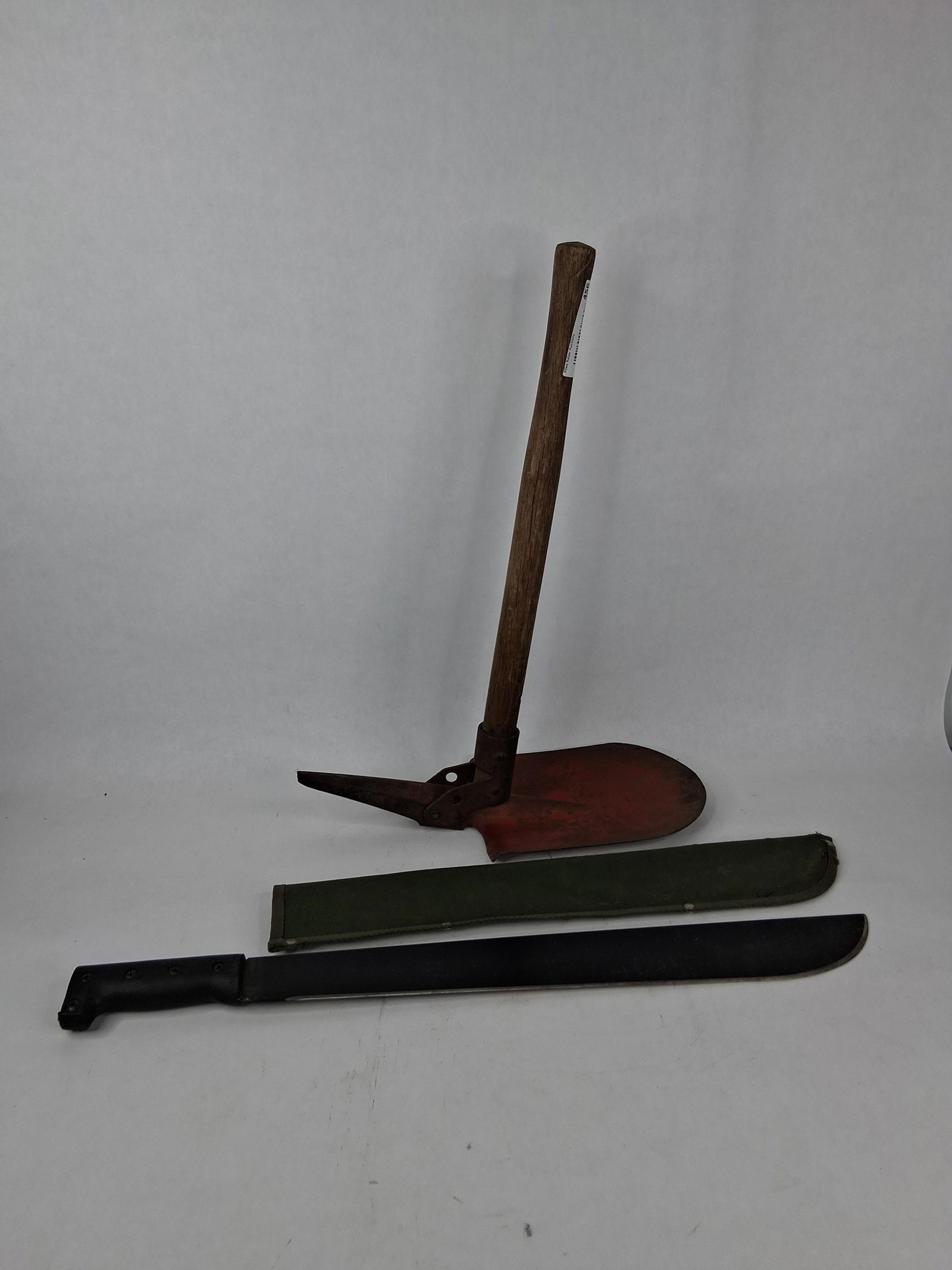 military shovel/pick and 23 in machete: made in China and Japan