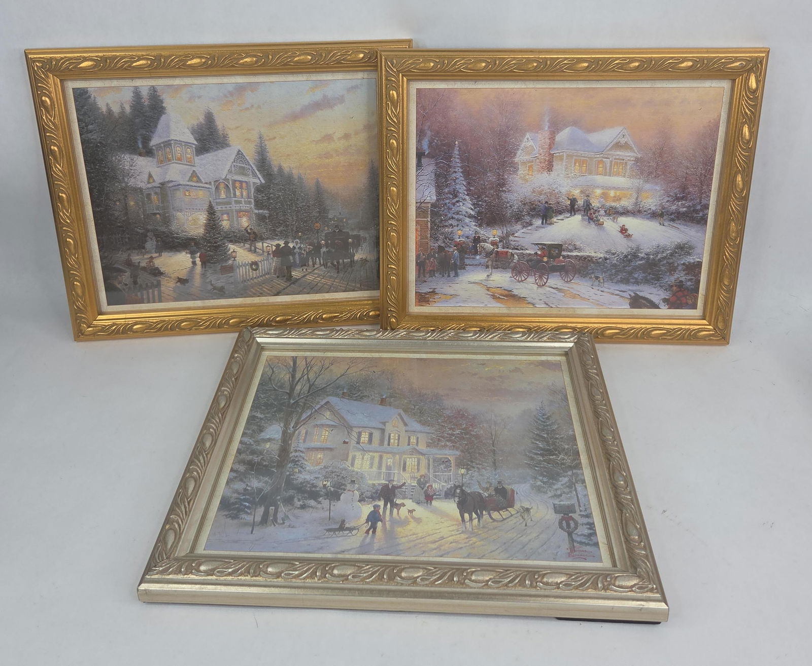 3 Thomas Kinkade gold framed lithos (1 of 7)