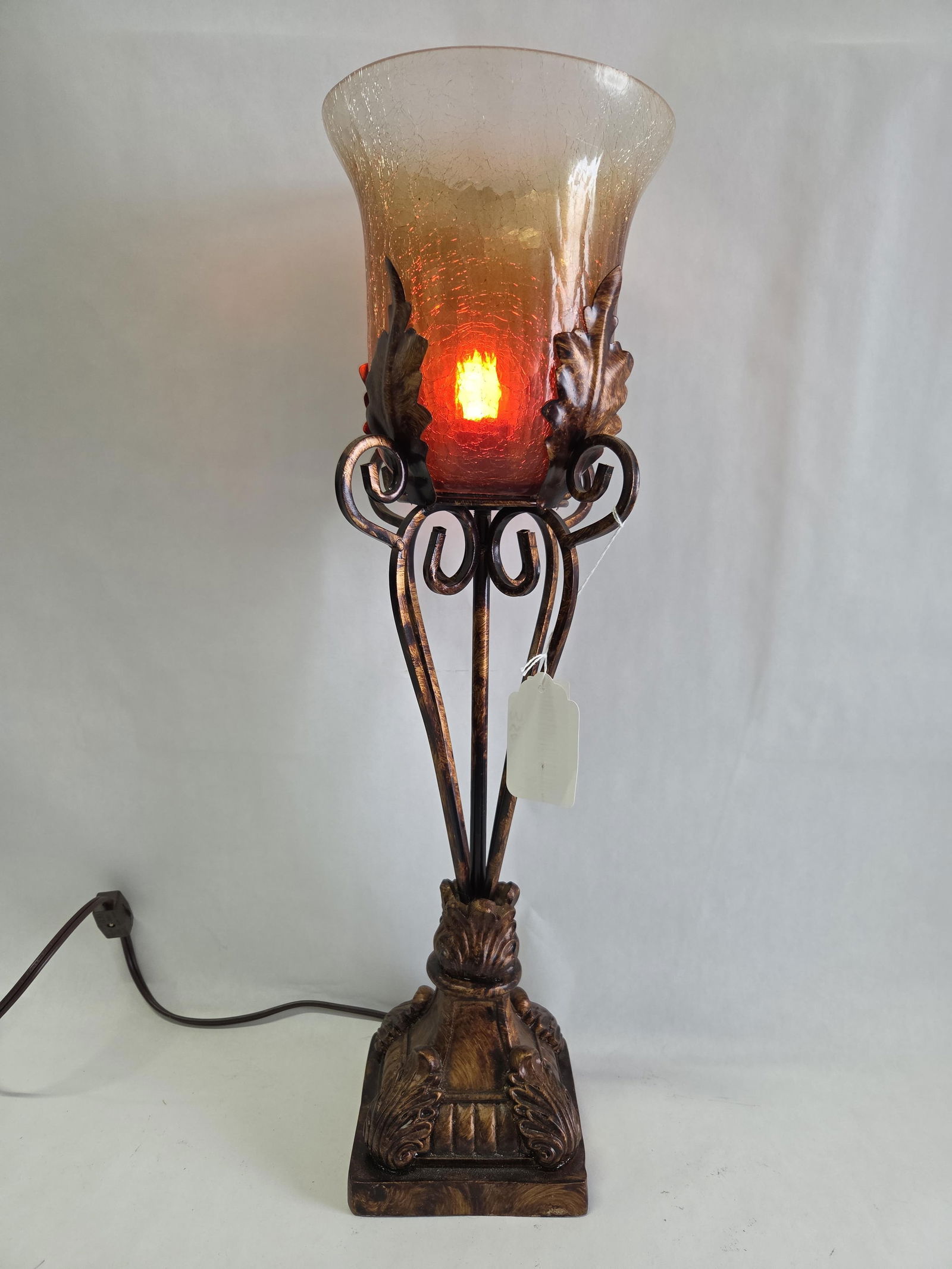 Mid Century Modern metal based crackled glass lamp (1 of 6)